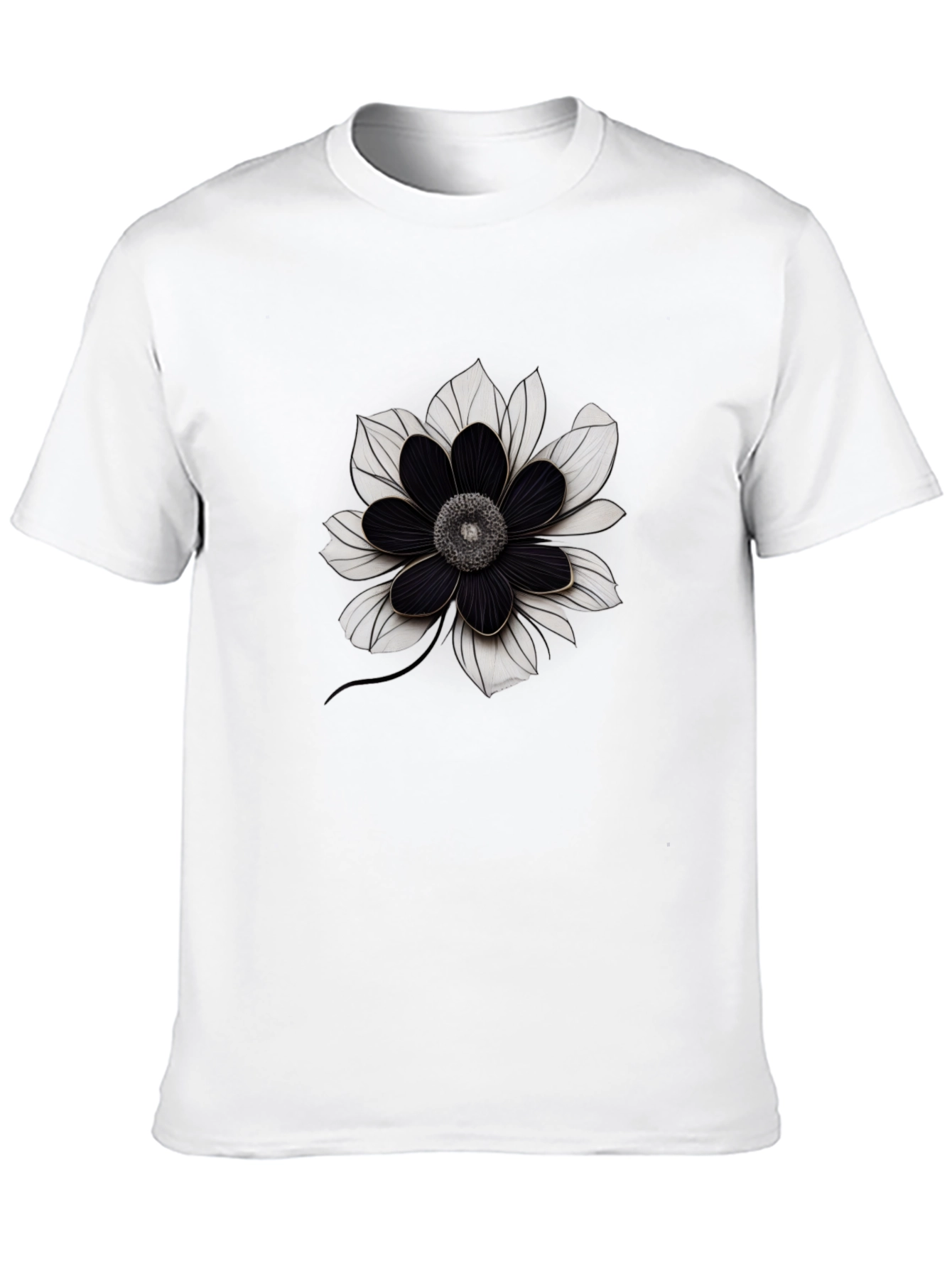 Black Flower Graphic Tee - Modern Style