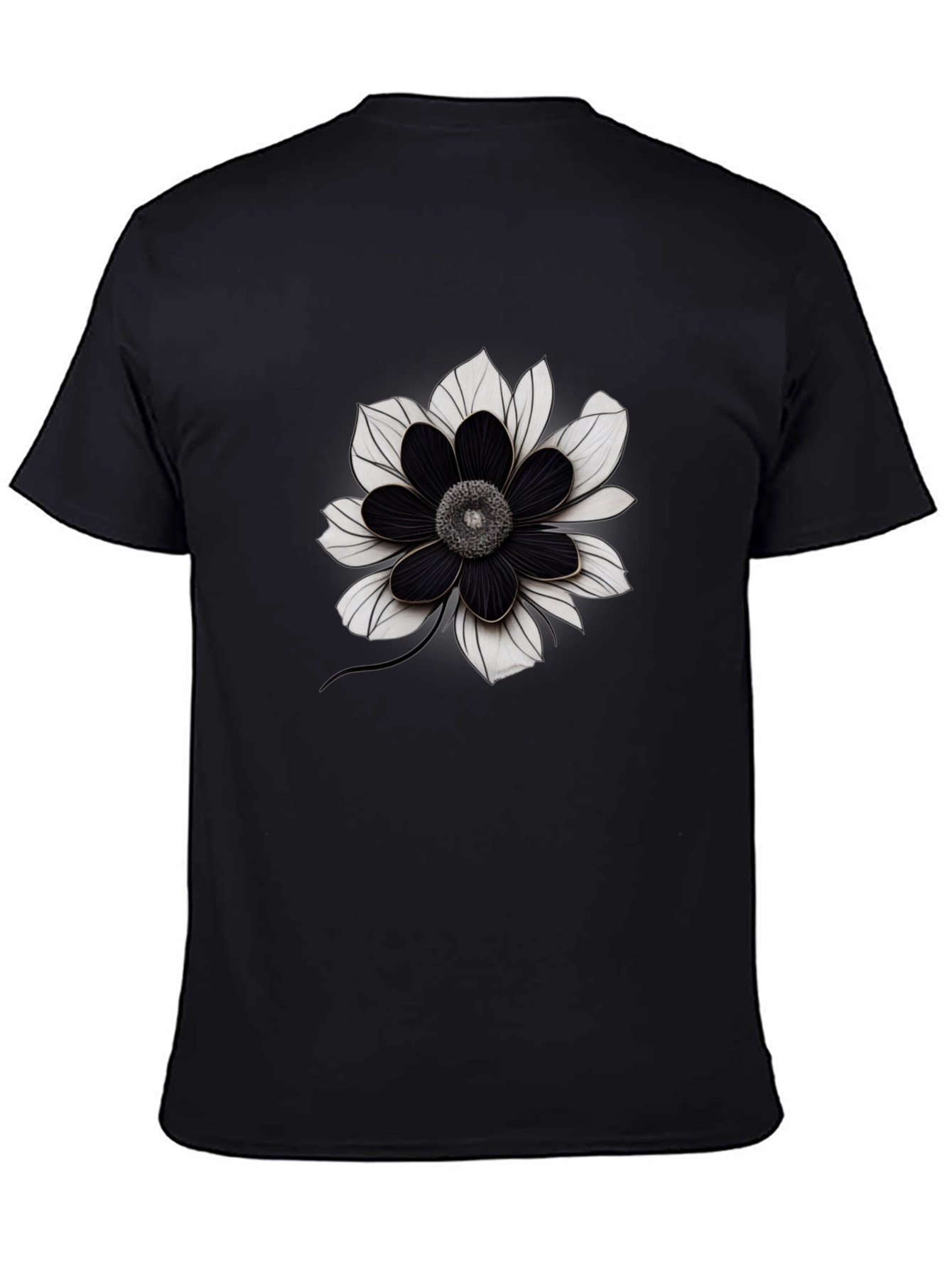 Black Flower Graphic Tee - Modern Style
