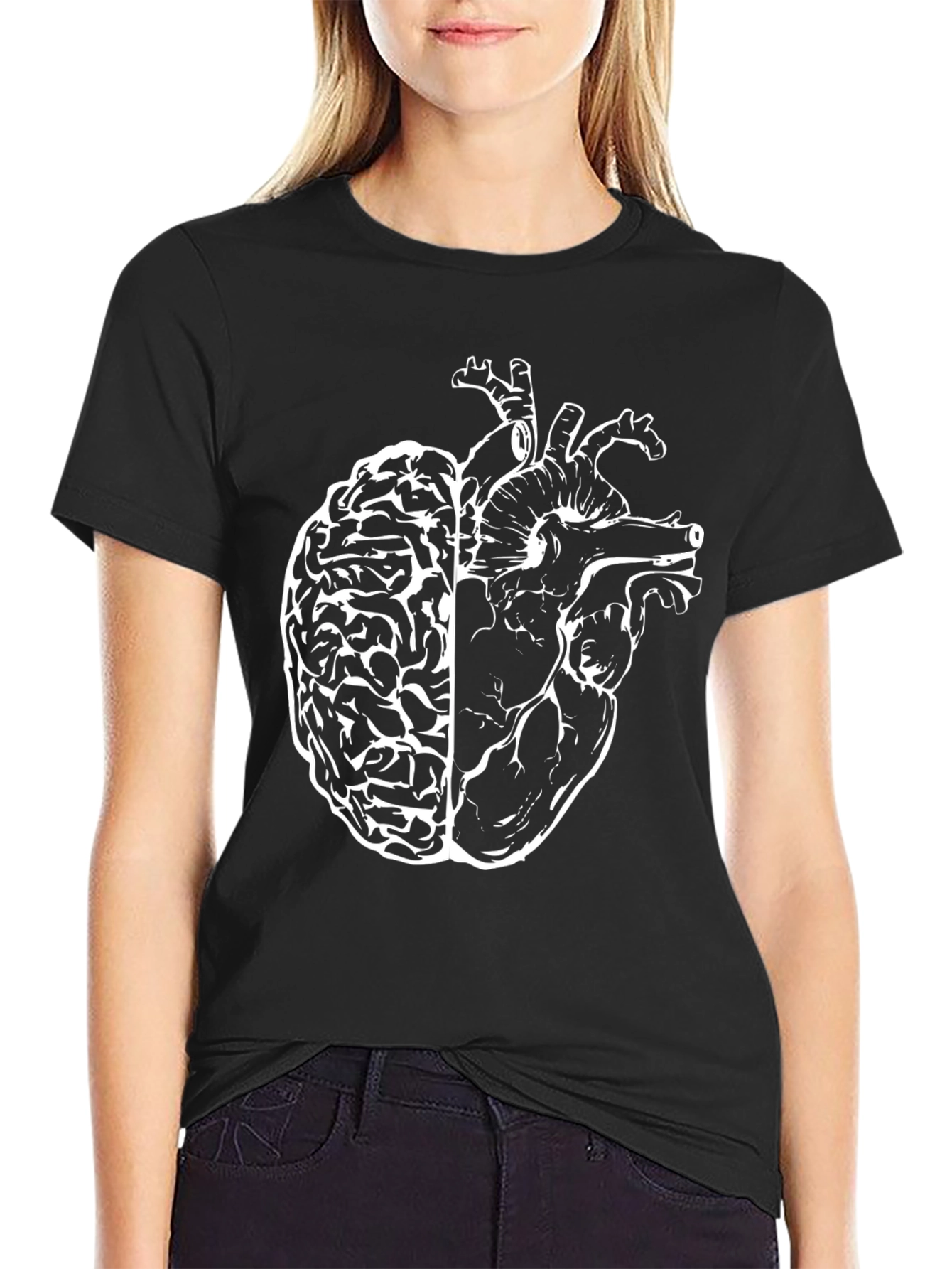 Anatomical Brain Heart T-Shirt - Unique Design