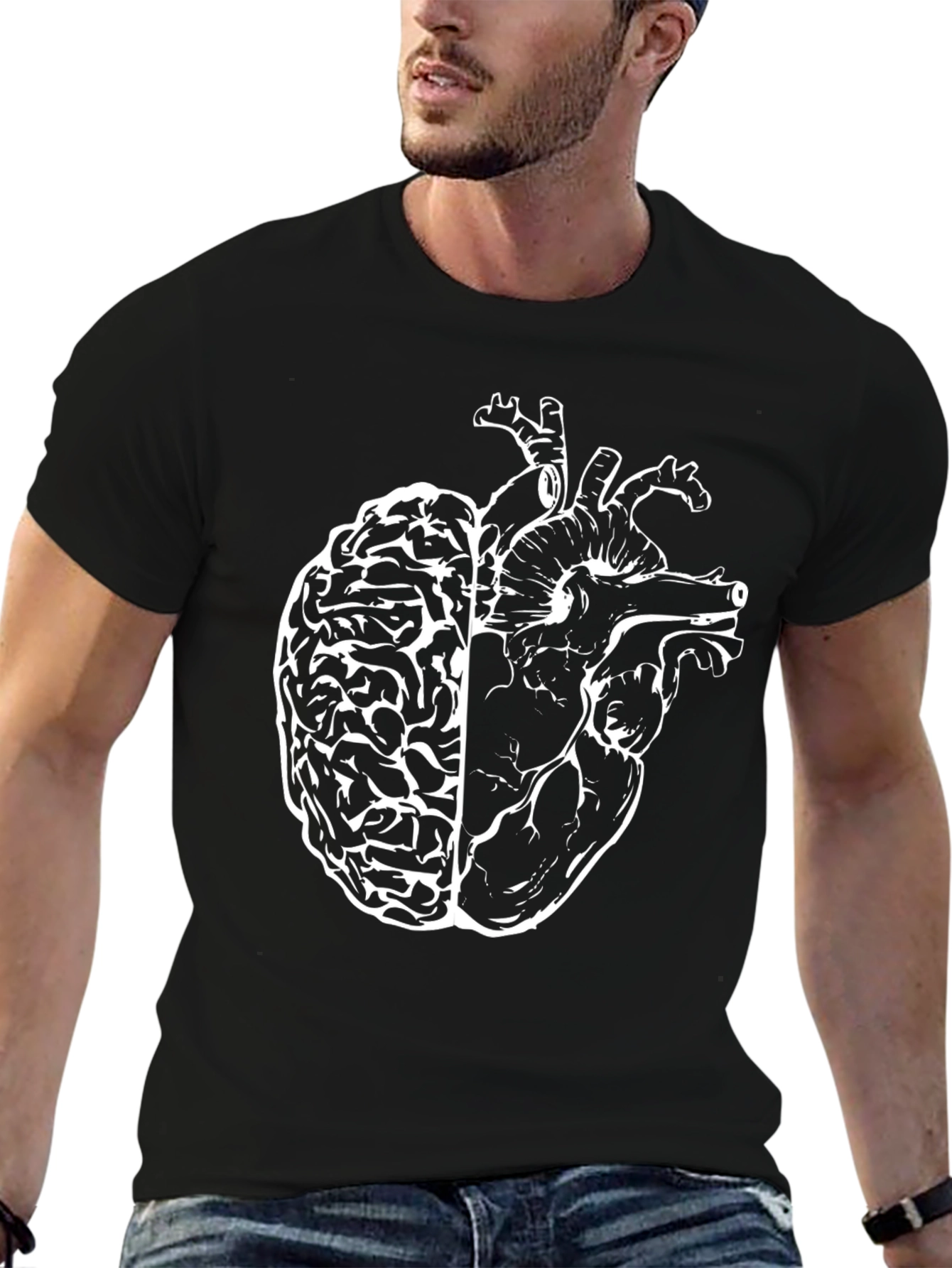Anatomical Brain Heart T-Shirt - Unique Design