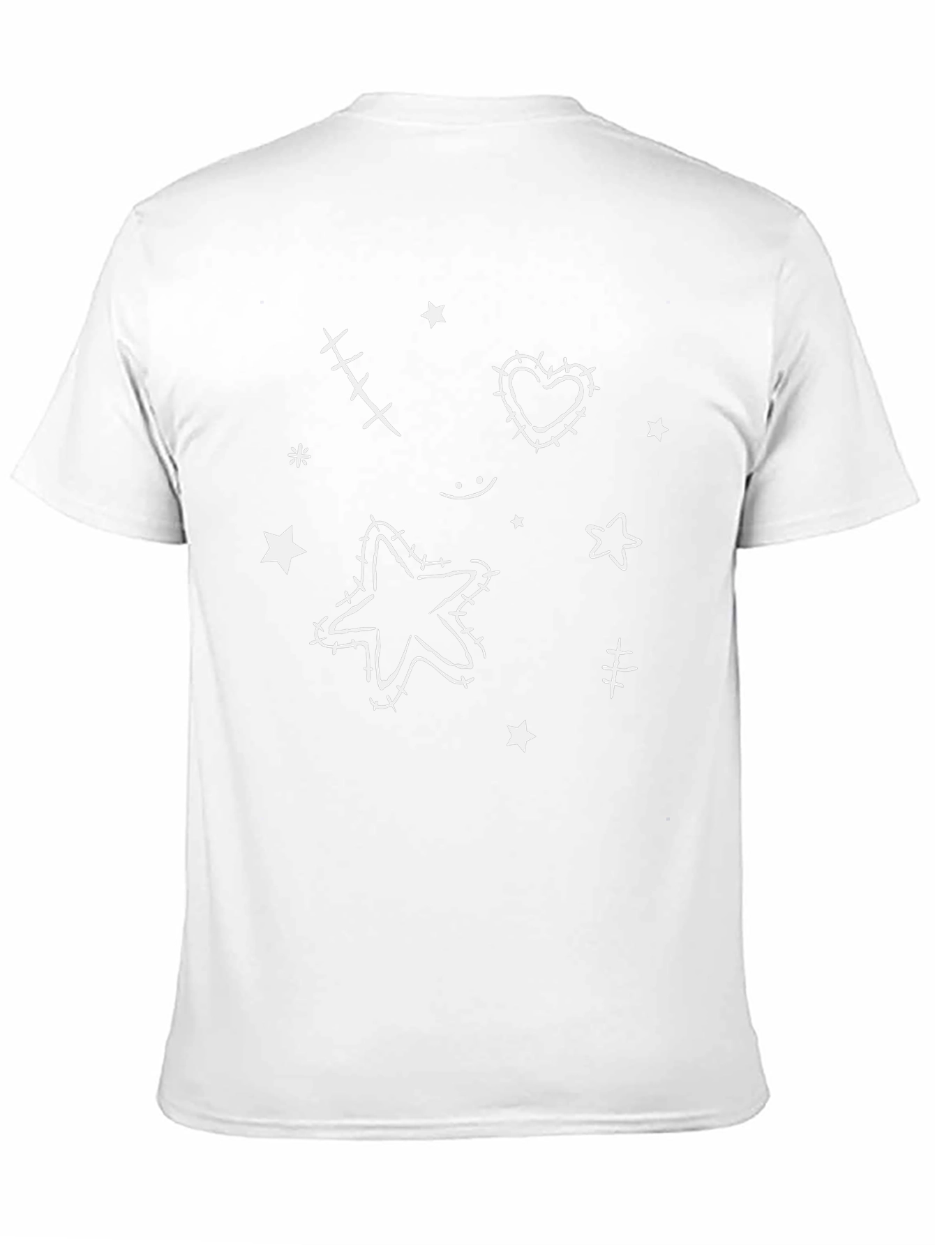 Whimsical Star & Heart Graphic Tee - Black