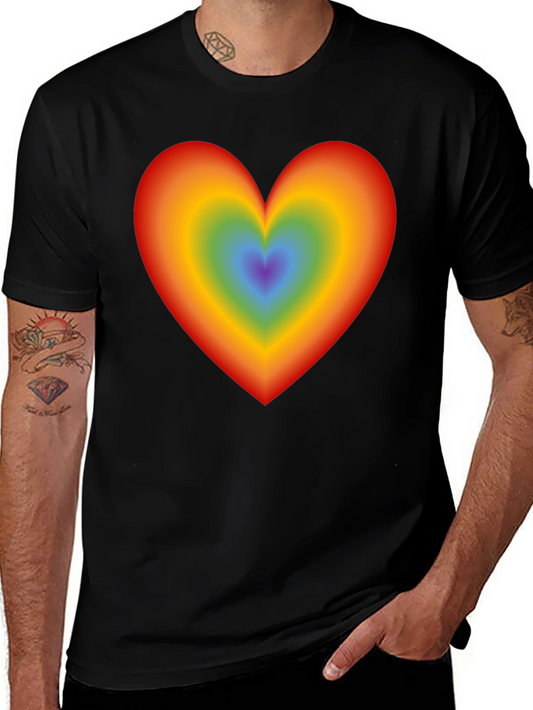 Rainbow Heart Graphic Black T-Shirt