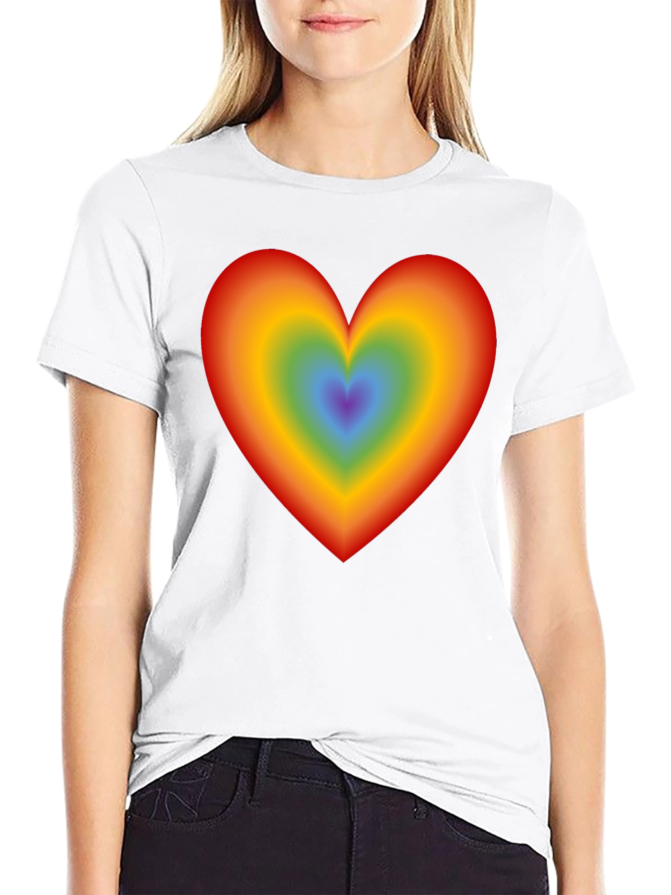 Rainbow Heart Graphic Black T-Shirt