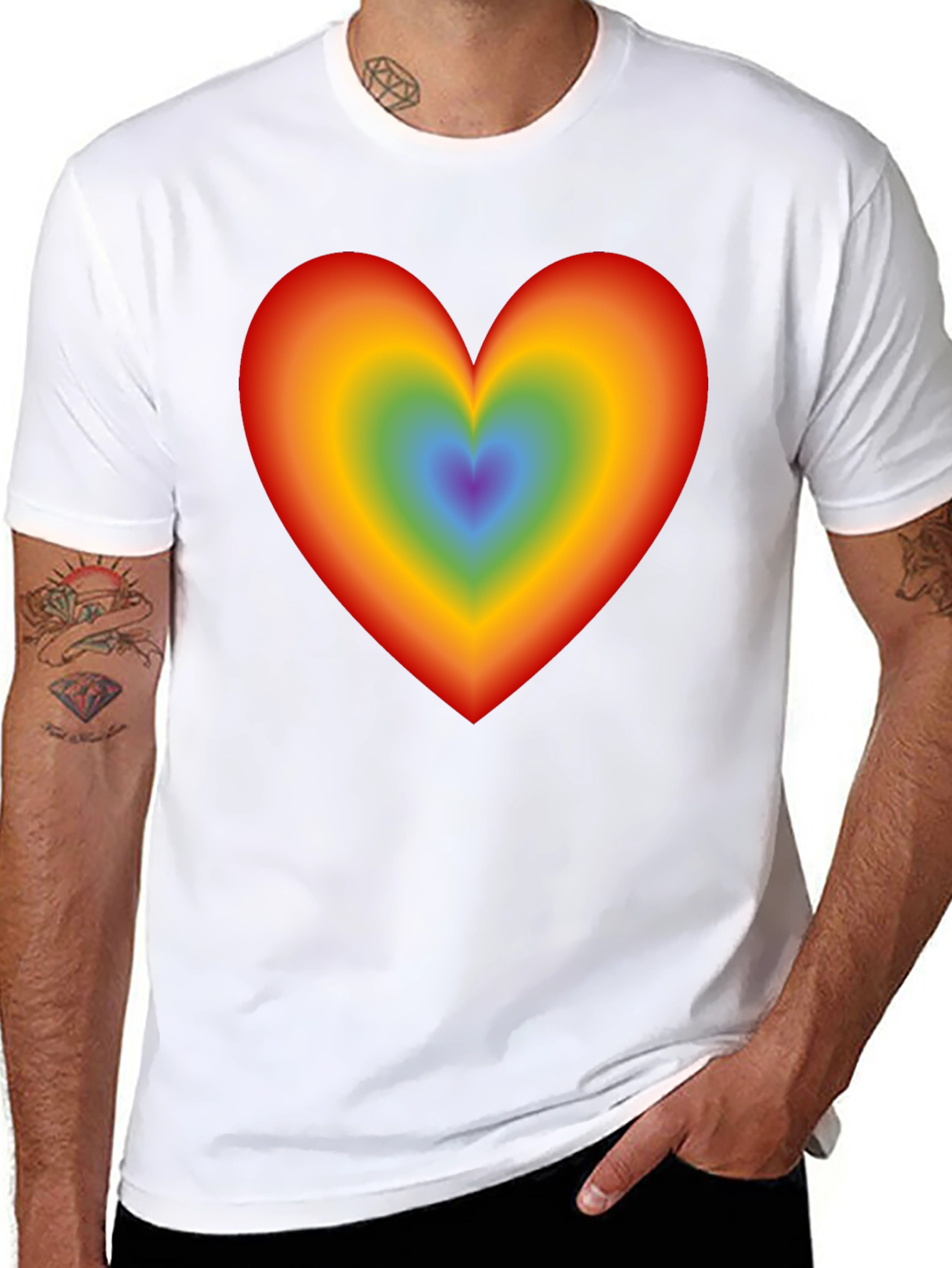 Rainbow Heart Graphic Black T-Shirt