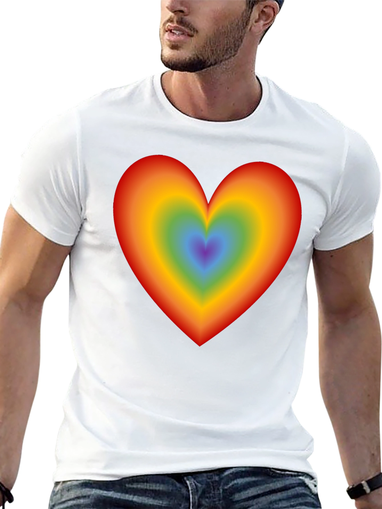 Rainbow Heart Graphic Black T-Shirt