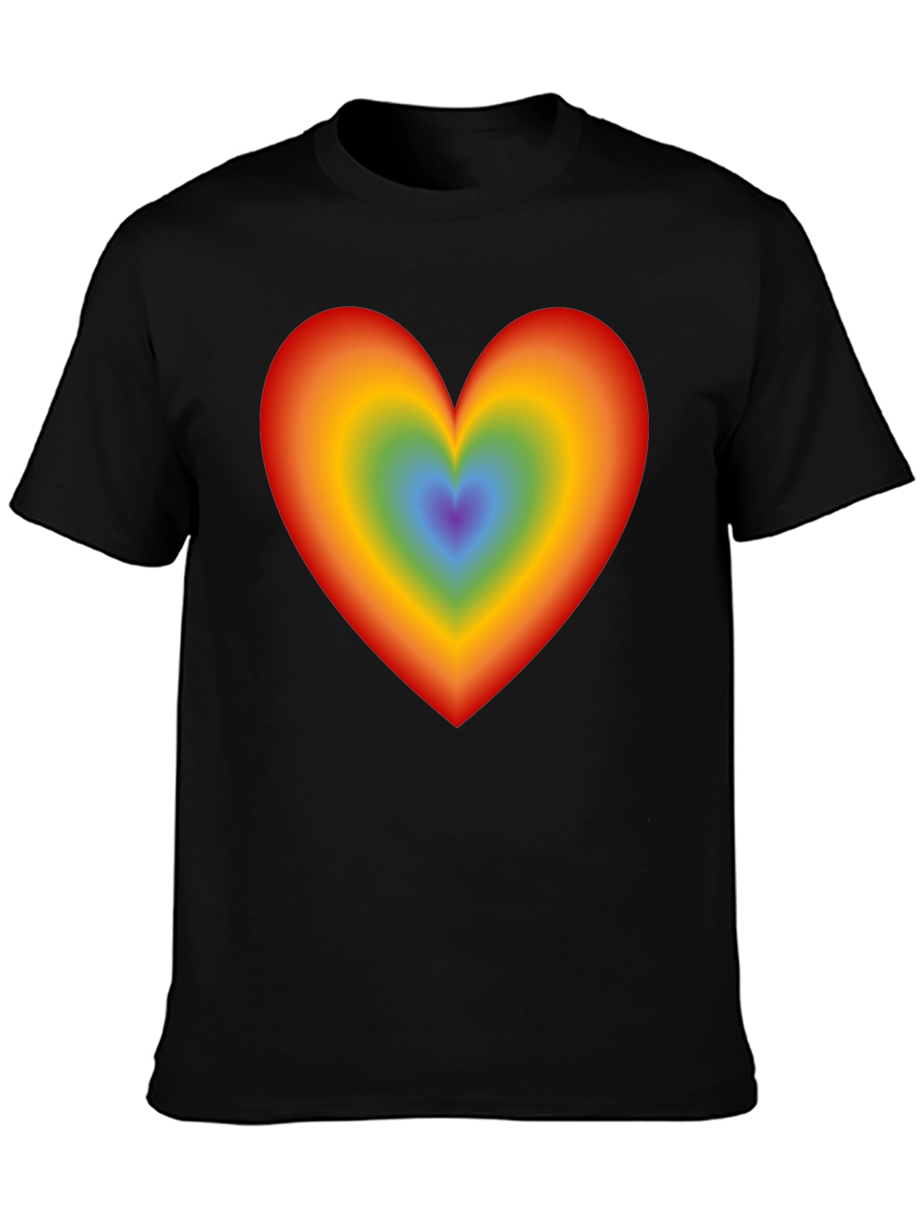Rainbow Heart Graphic Black T-Shirt