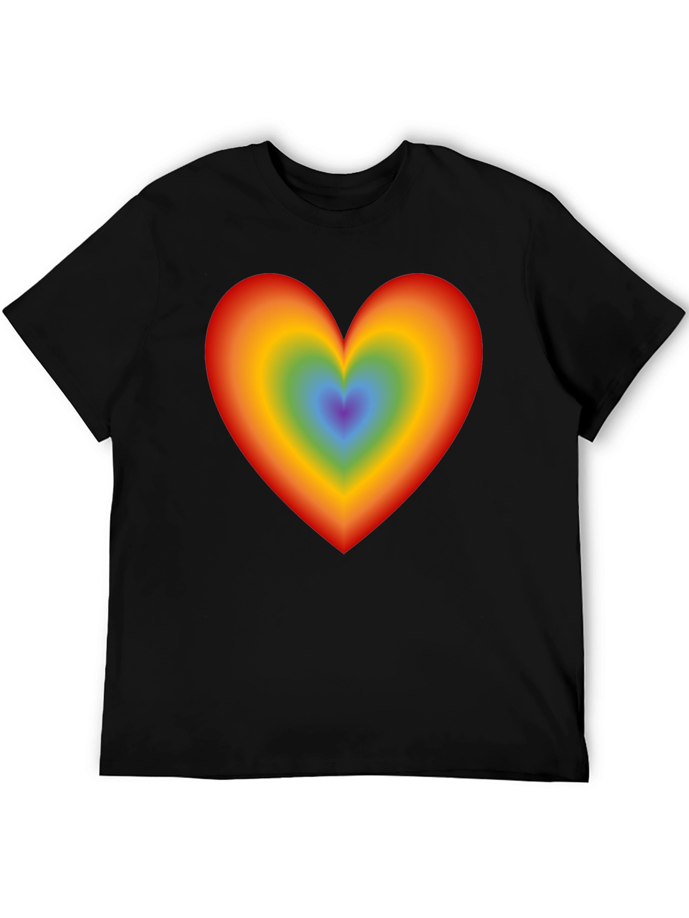 Rainbow Heart Graphic Black T-Shirt