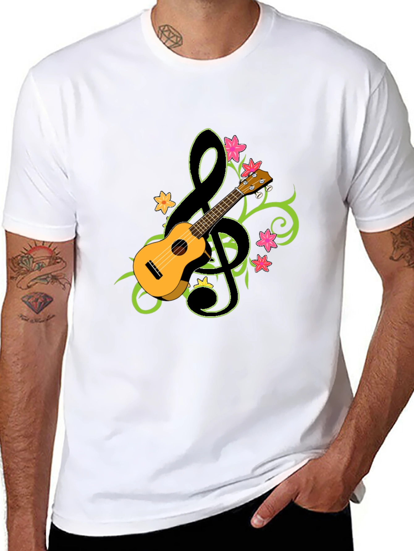 Ukulele Treble Clef Graphic T-Shirt - Musical Style