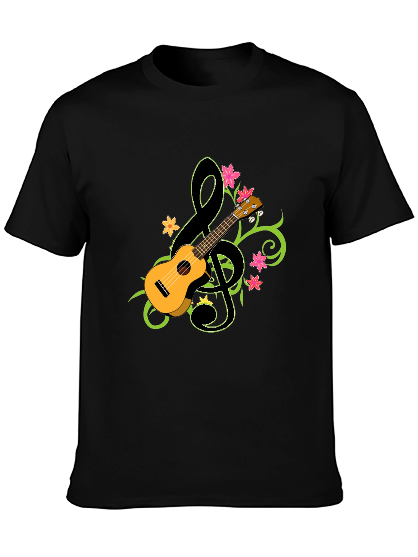 Ukulele Treble Clef Graphic T-Shirt - Musical Style