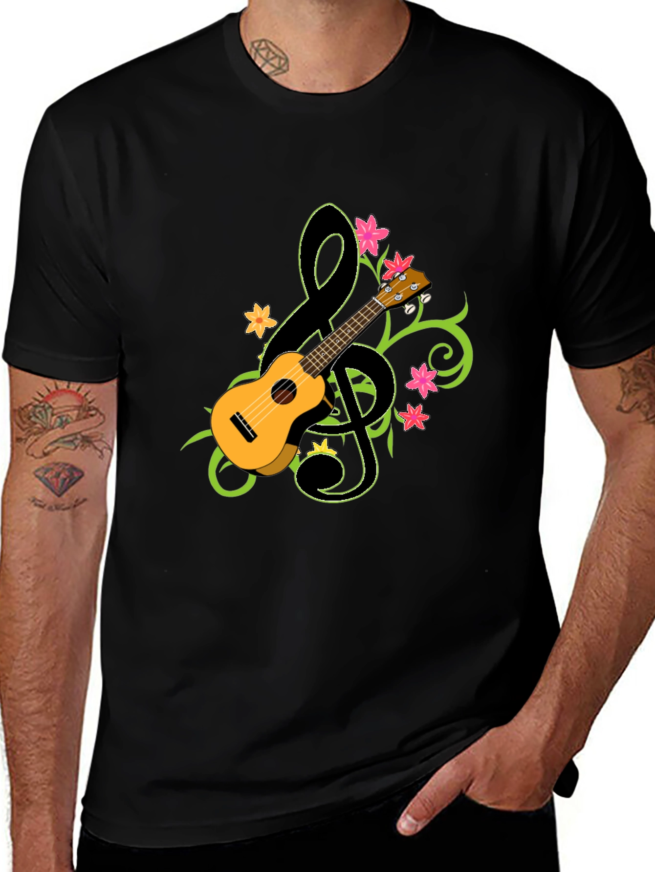 Ukulele Treble Clef Graphic T-Shirt - Musical Style