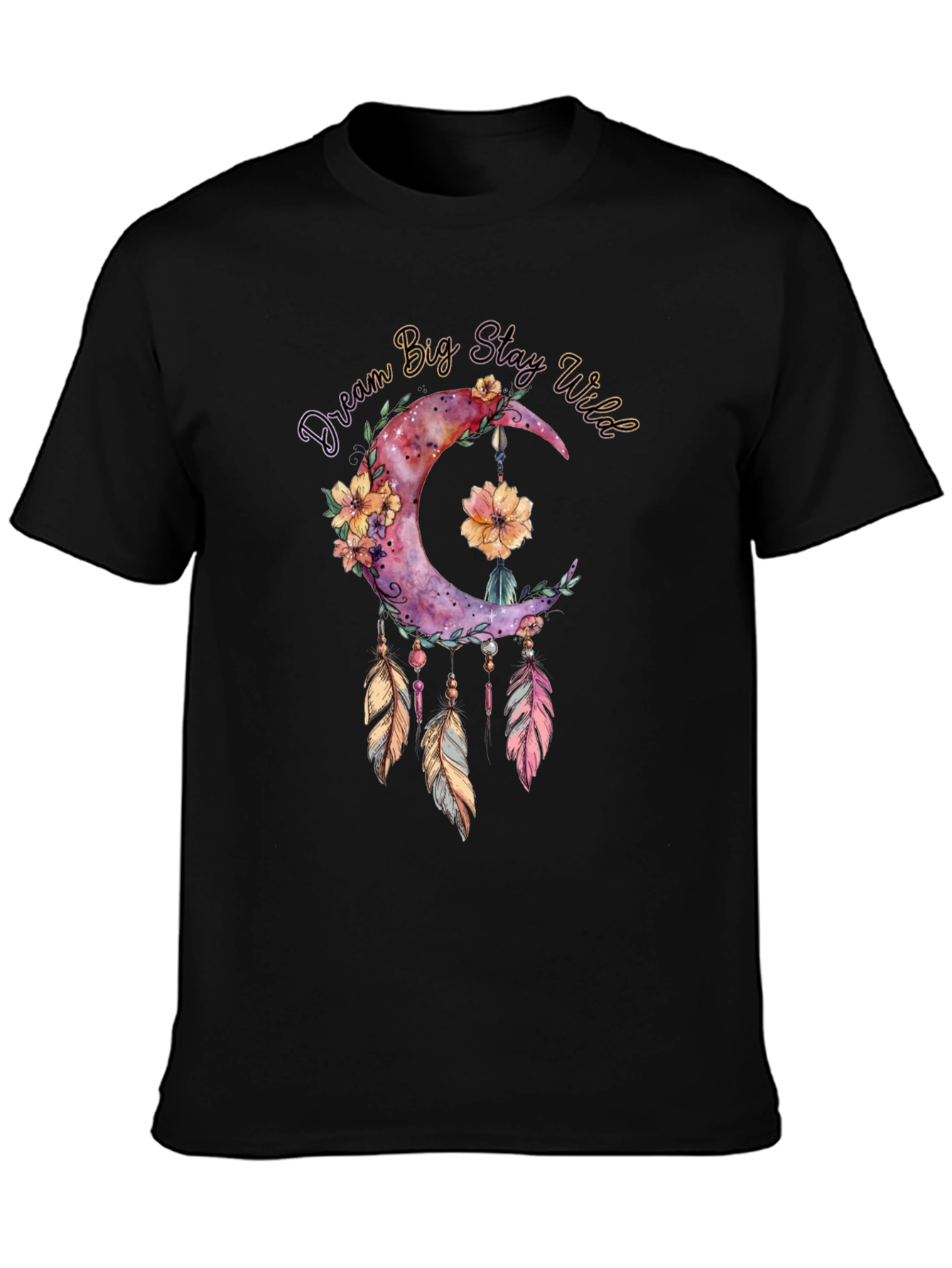 Dream Big Stay Wild Moon Feather Graphic Tee