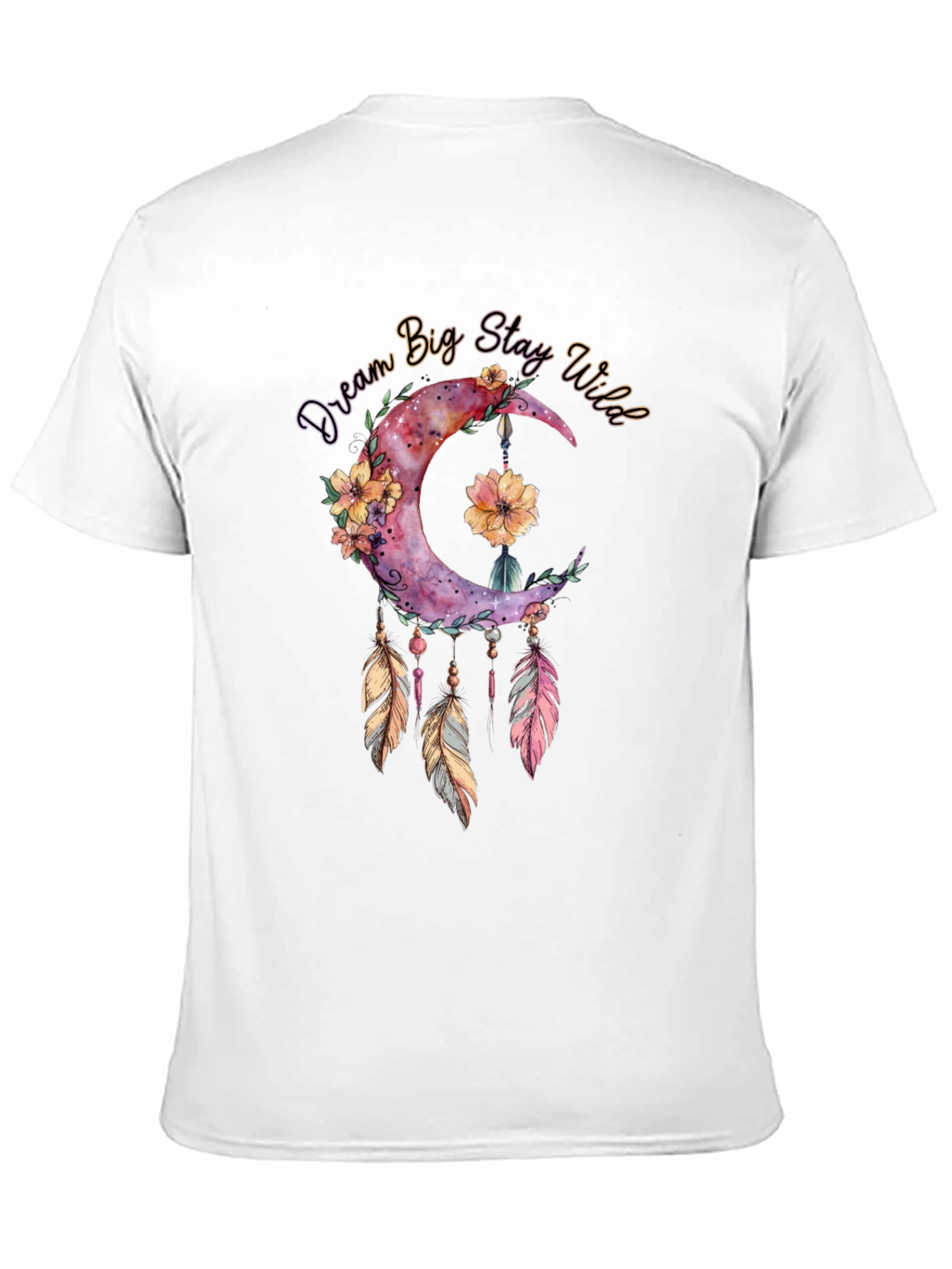 Dream Big Stay Wild Moon Feather Graphic Tee