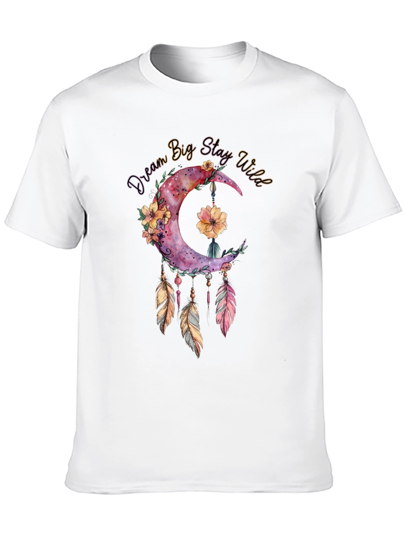 Dream Big Stay Wild Moon Feather Graphic Tee