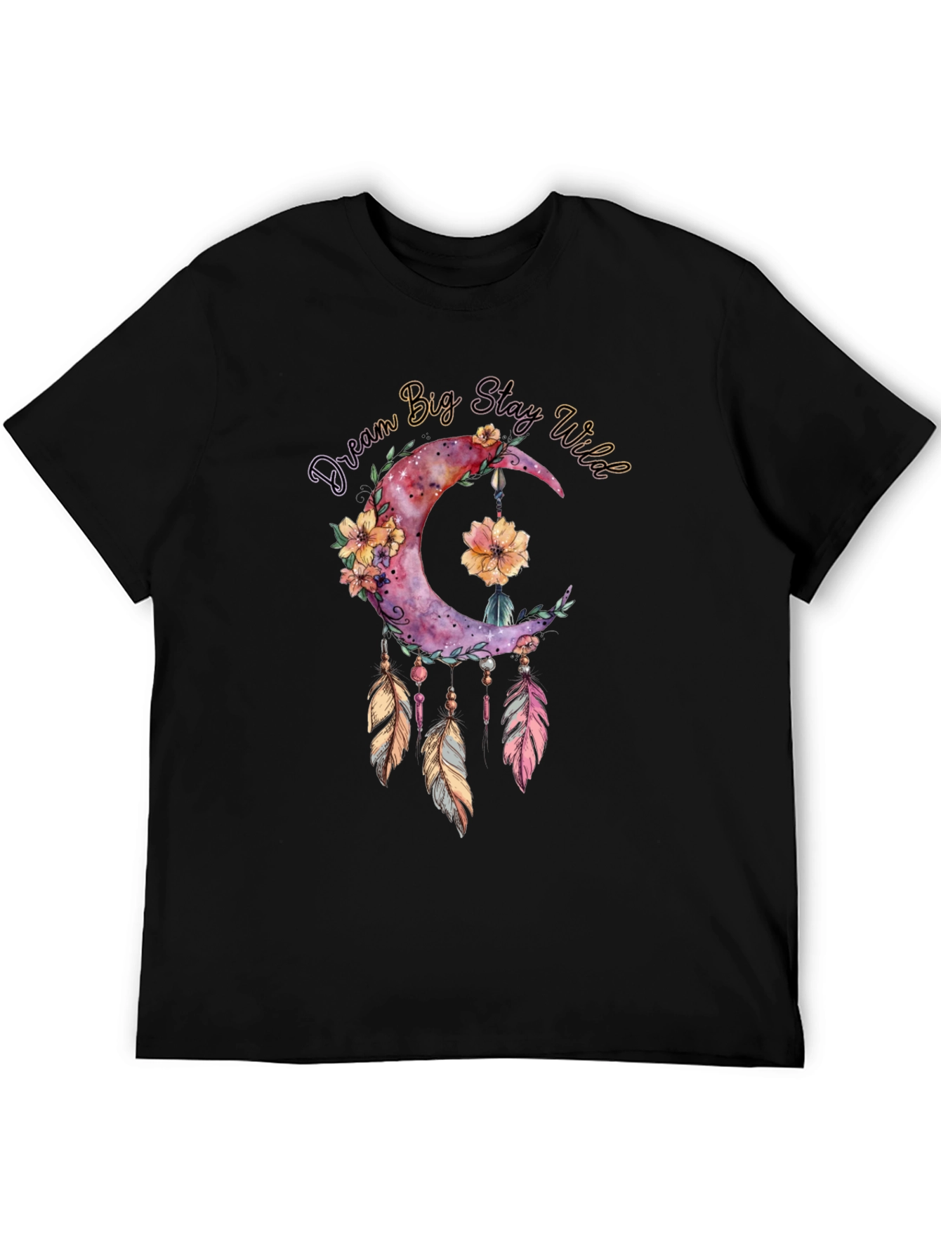 Dream Big Stay Wild Moon Feather Graphic Tee