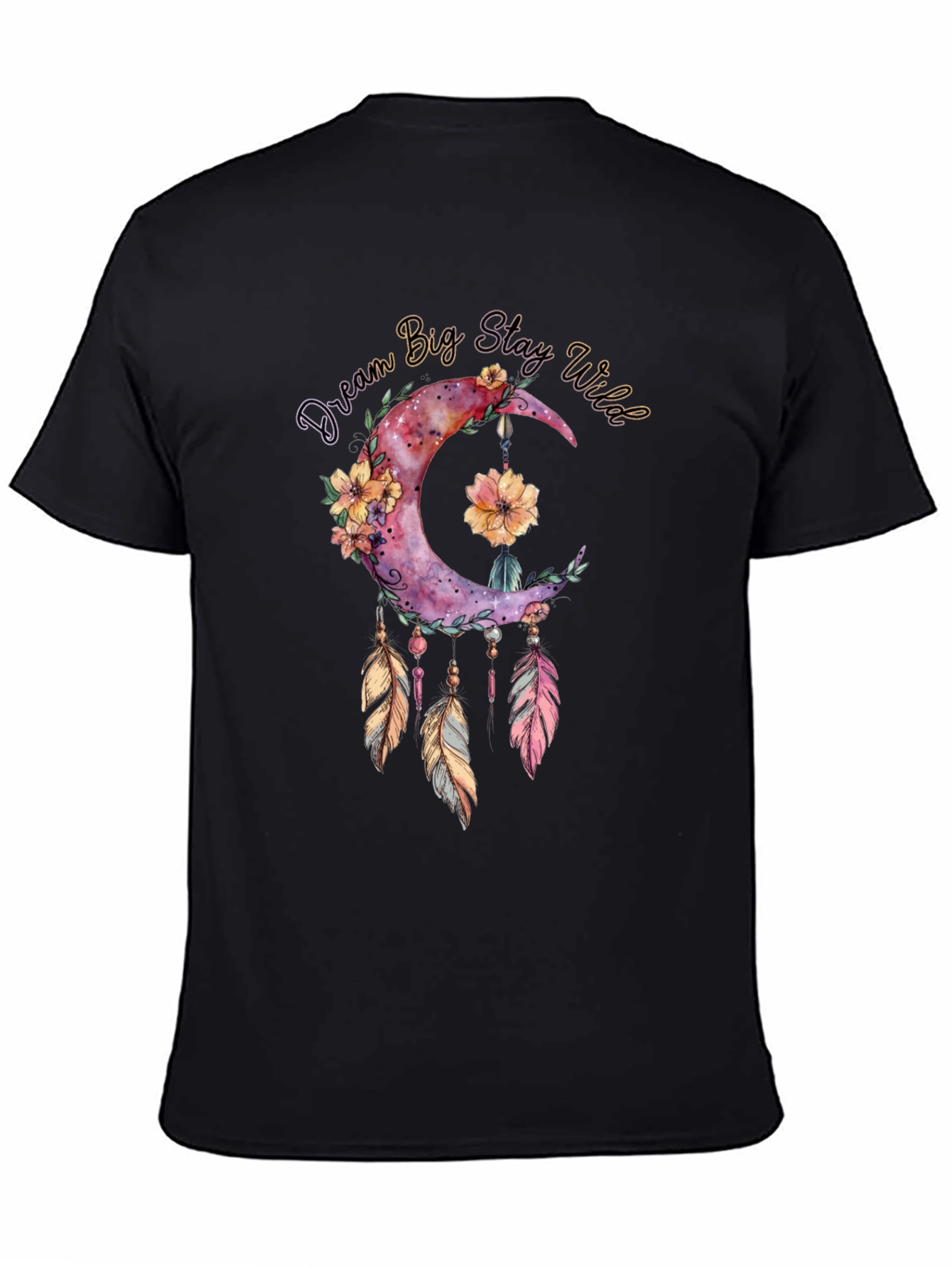 Dream Big Stay Wild Moon Feather Graphic Tee