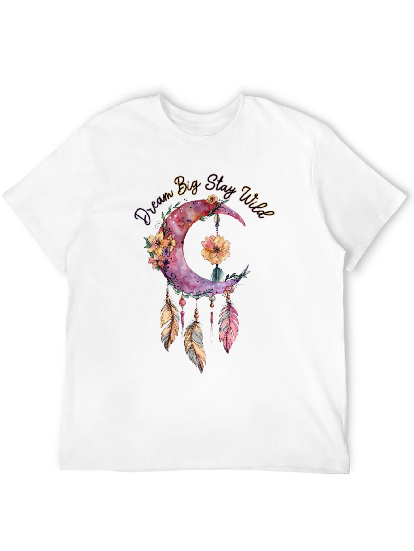 Dream Big Stay Wild Moon Feather Graphic Tee