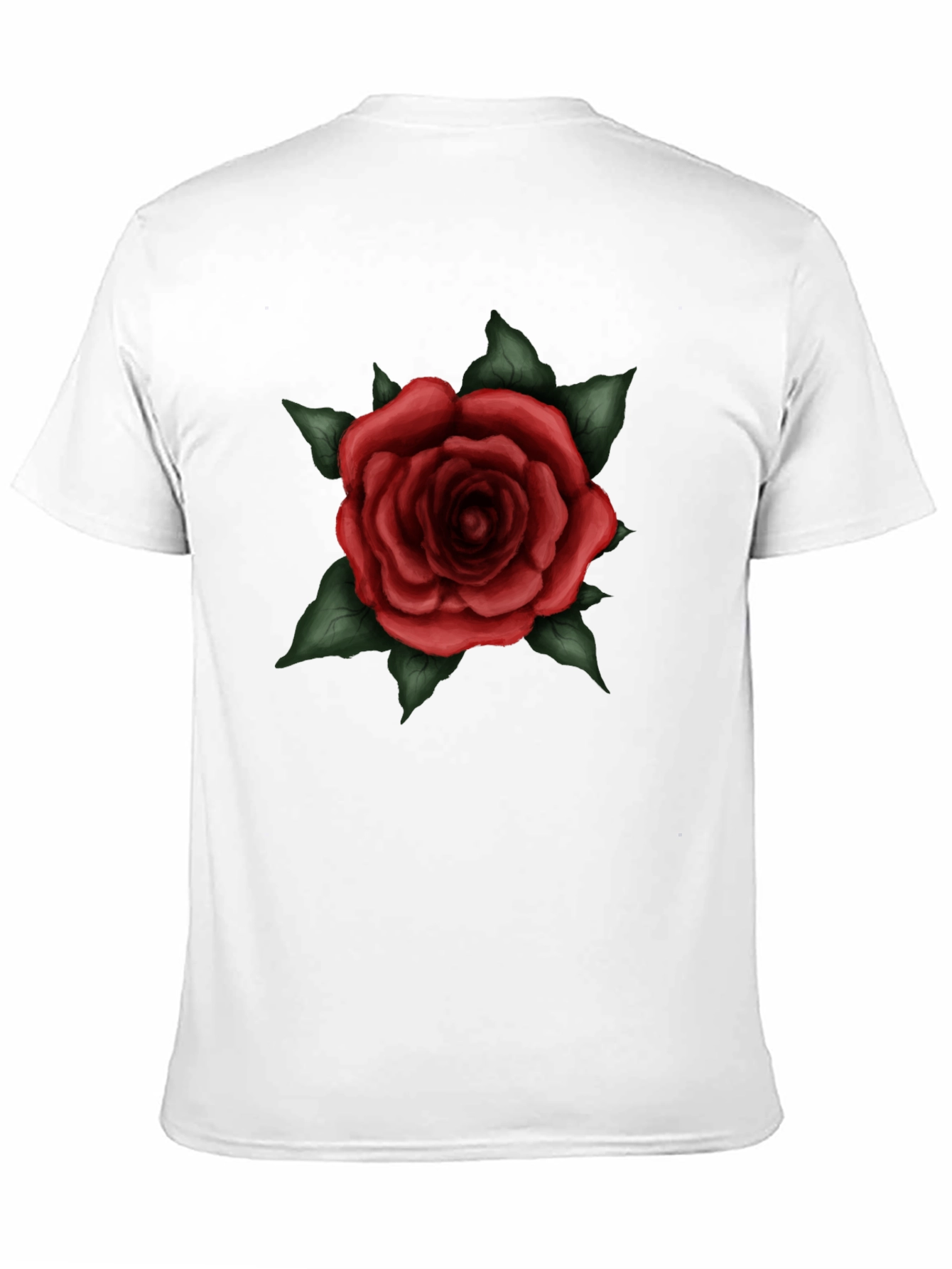 Mens Black T-Shirt with Red Rose Graphic