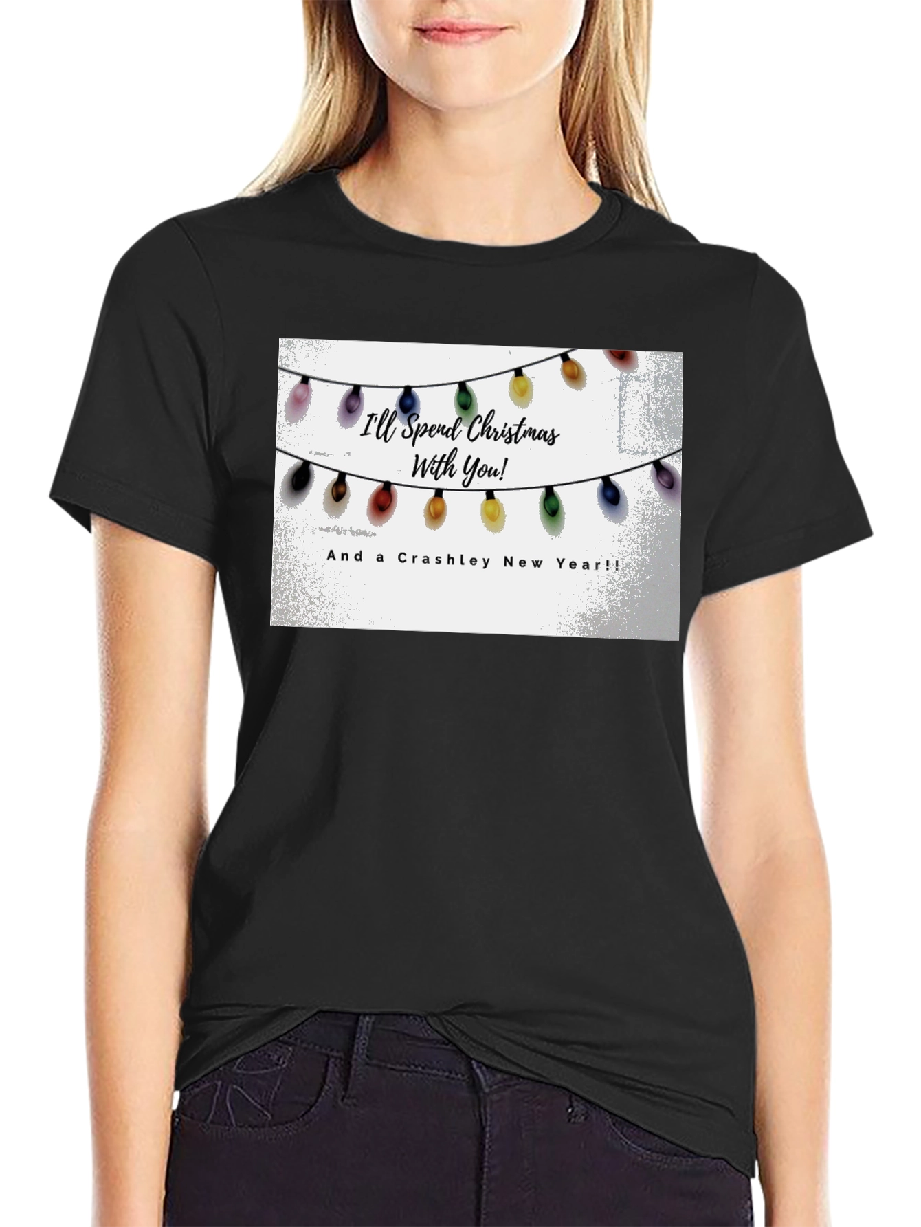 Crashley New Year Christmas Lights Graphic T-Shirt
