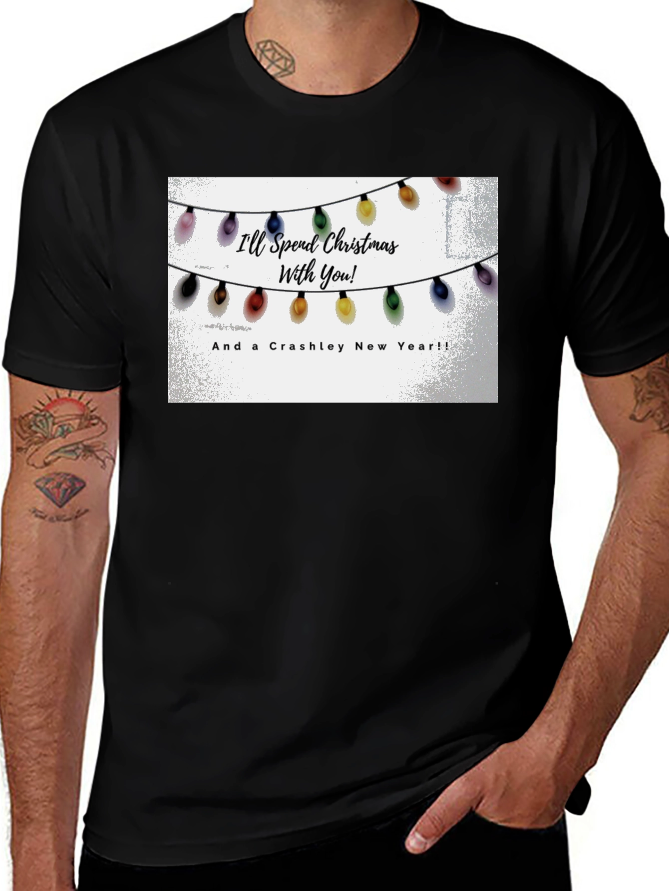 Crashley New Year Christmas Lights Graphic T-Shirt