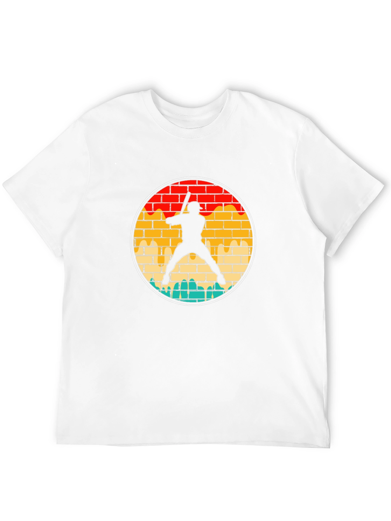 Retro Baseball Player Silhouette Graphic Tee