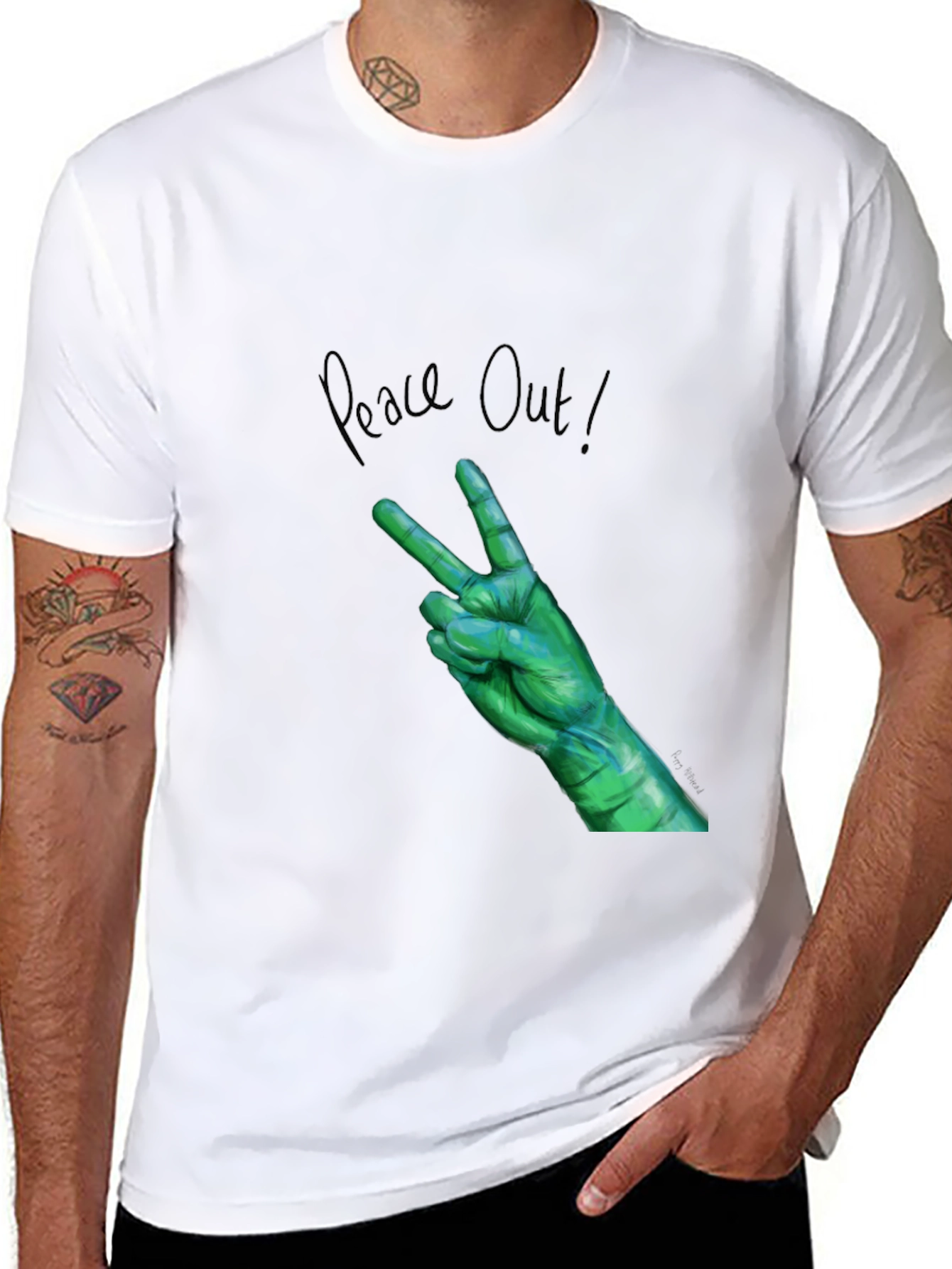 Peace Out Green Hand Graphic Tee