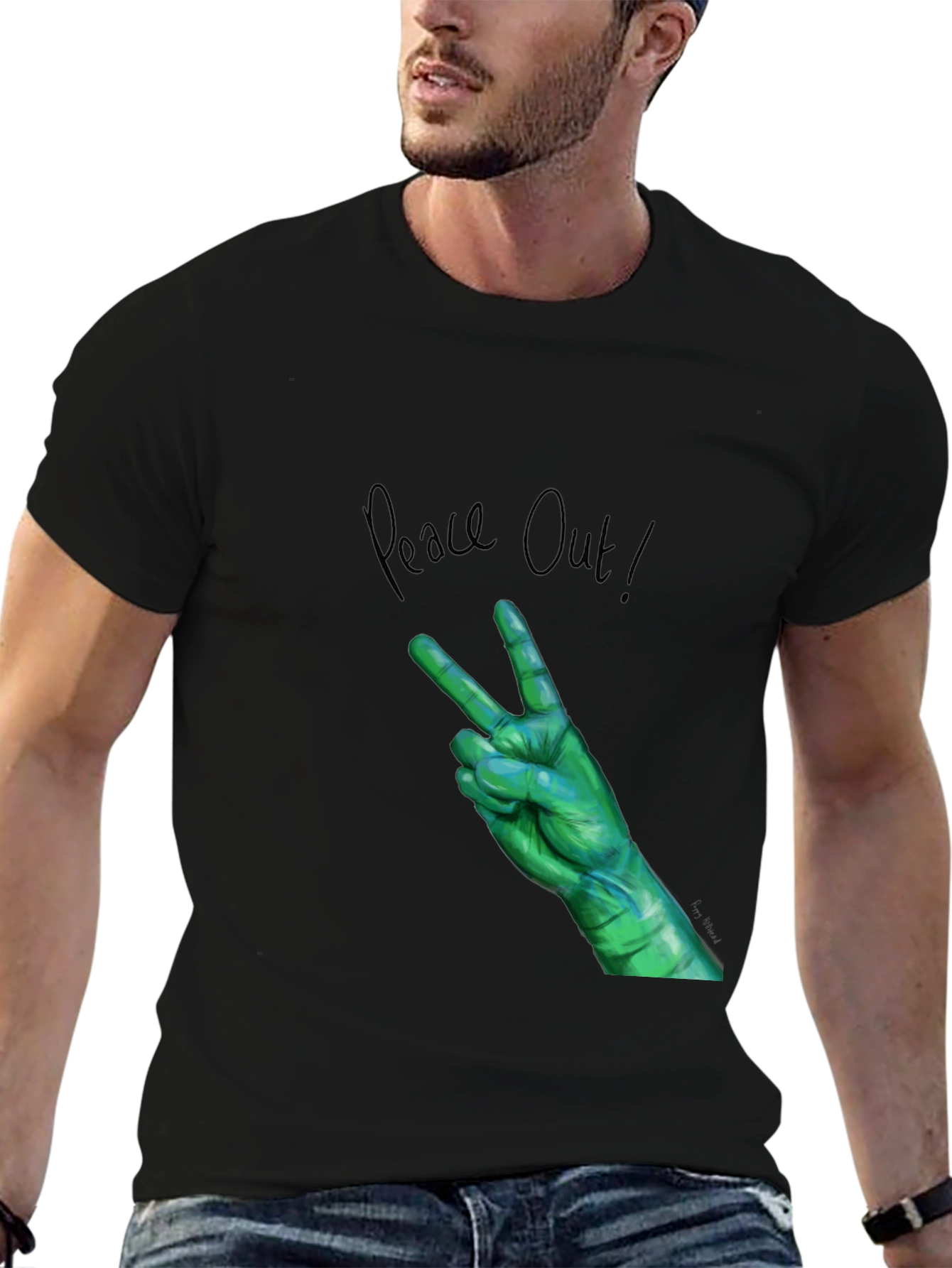 Peace Out Green Hand Graphic Tee