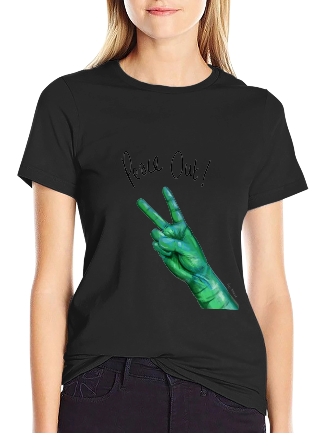 Peace Out Green Hand Graphic Tee