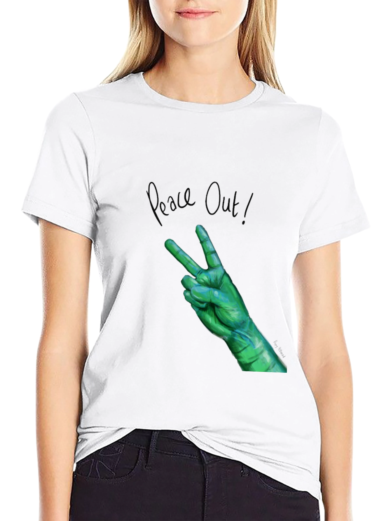 Peace Out Green Hand Graphic Tee
