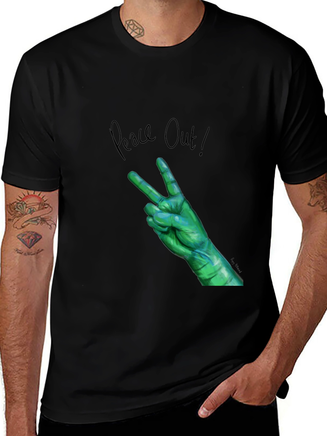 Peace Out Green Hand Graphic Tee
