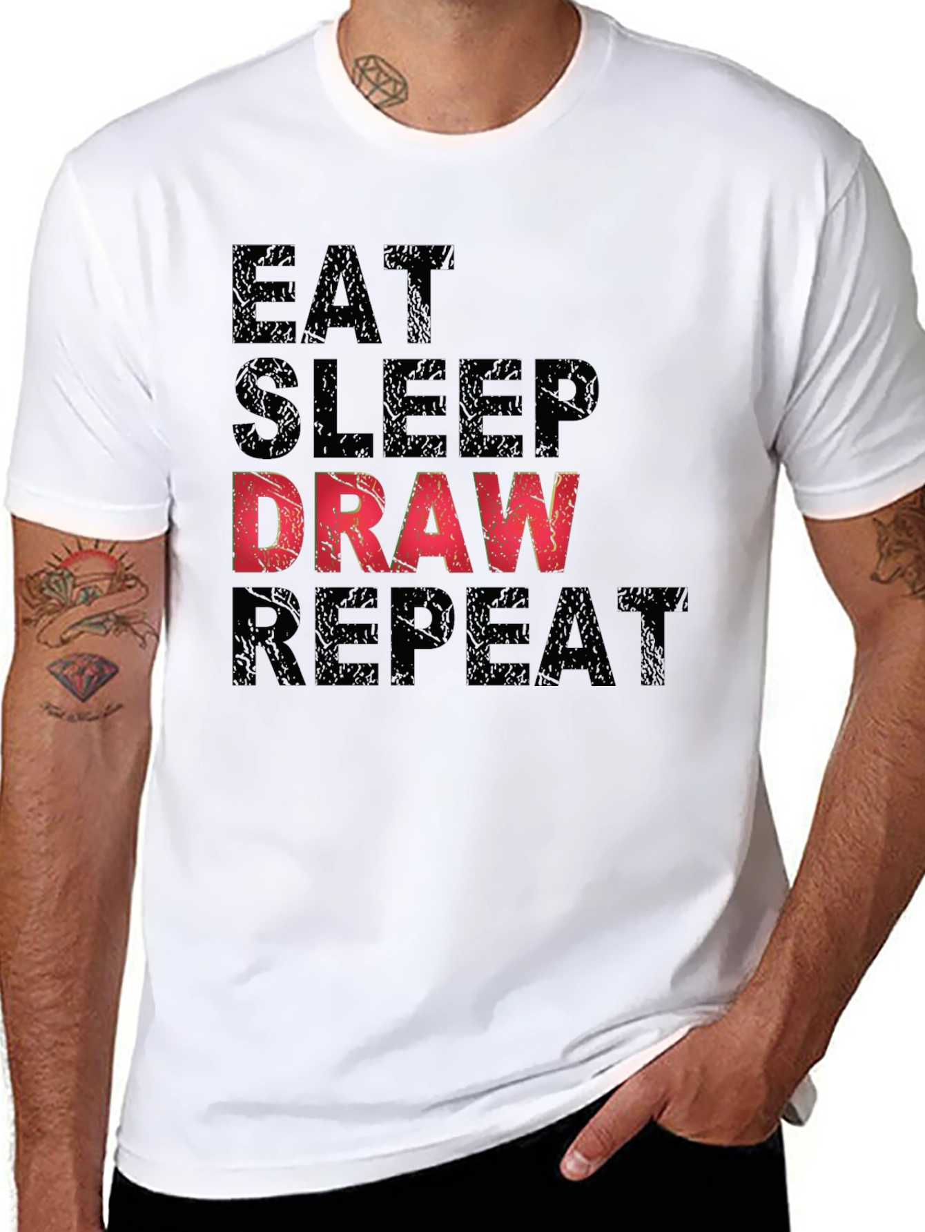 Eat Sleep Draw Repeat Graphic Tee - Black