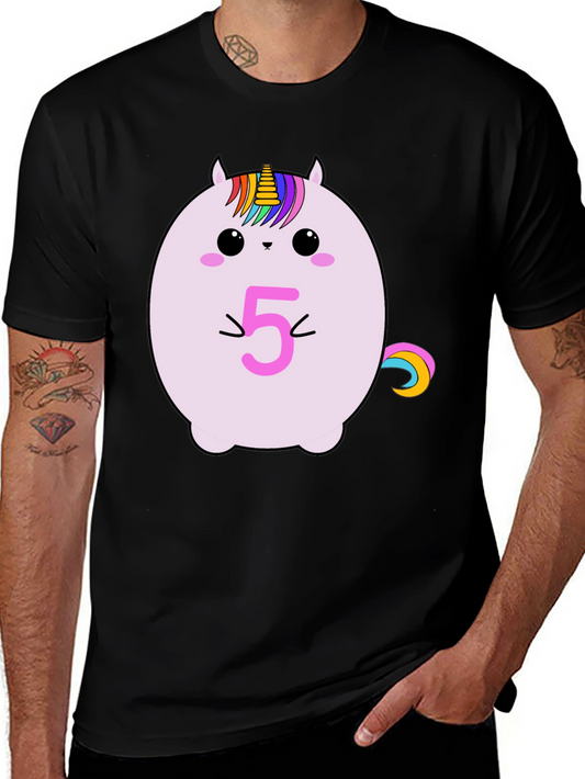 Unicorn Birthday Age 5 Black T-Shirt