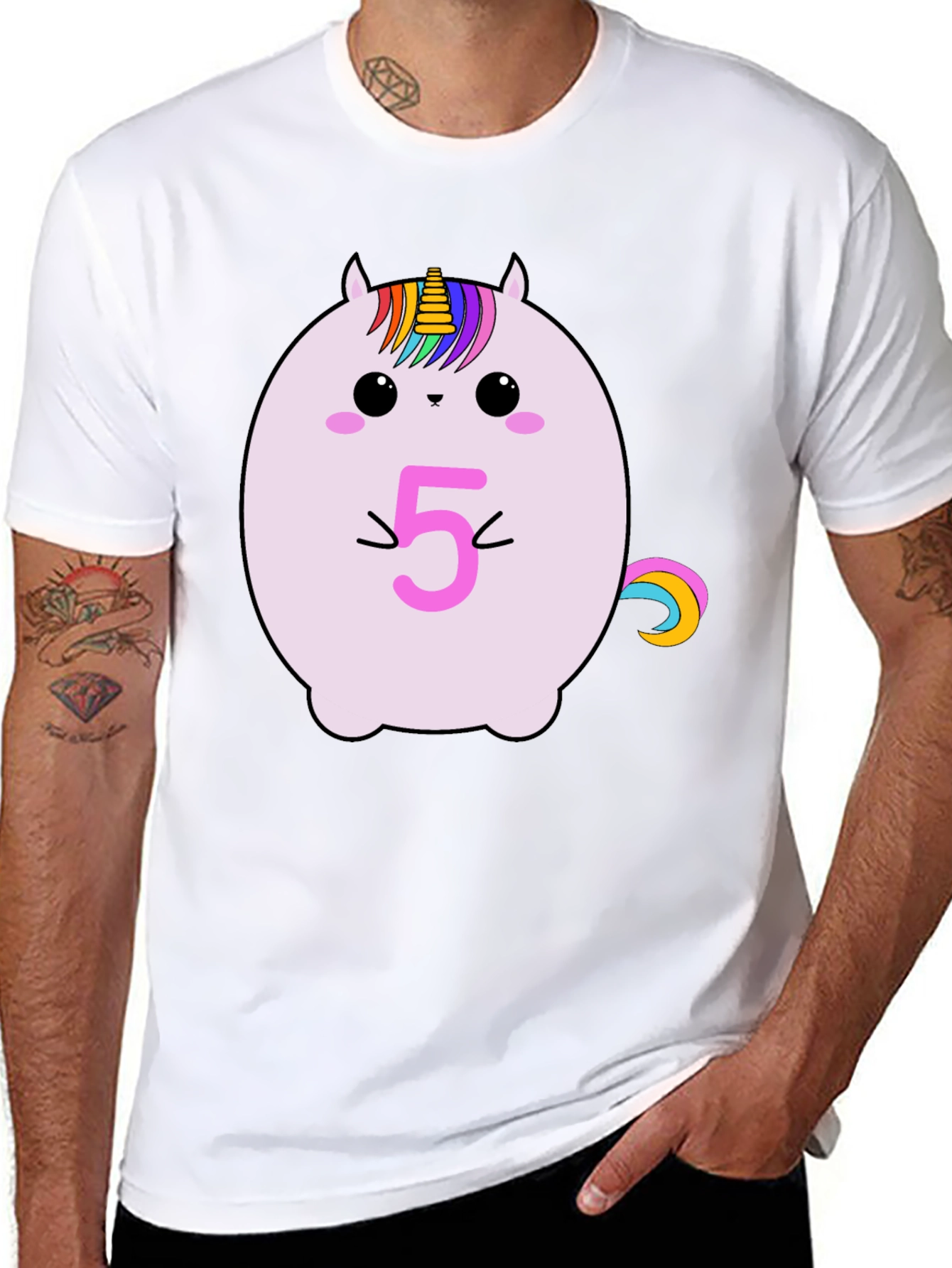 Unicorn Birthday Age 5 Black T-Shirt