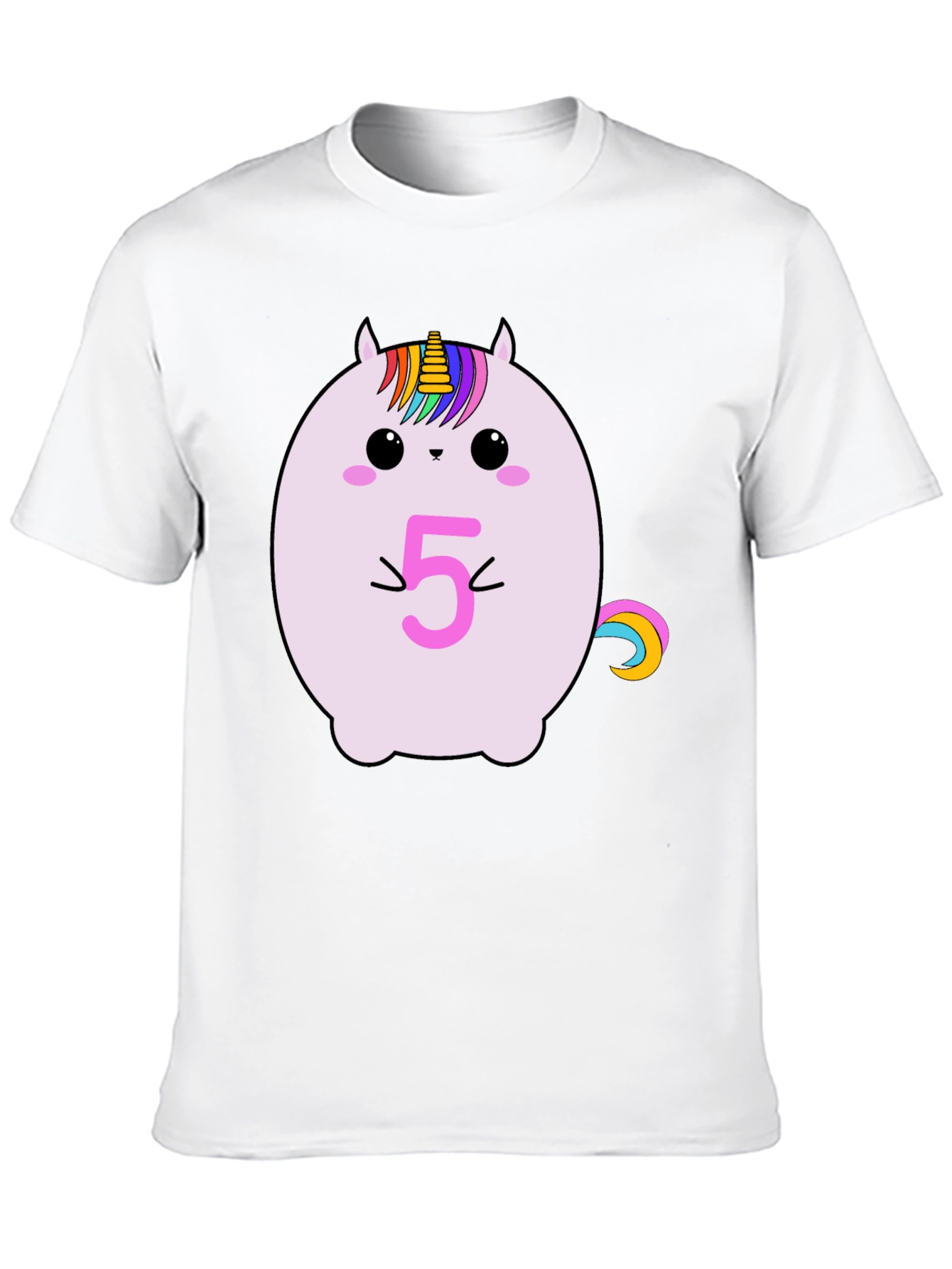 Unicorn Birthday Age 5 Black T-Shirt
