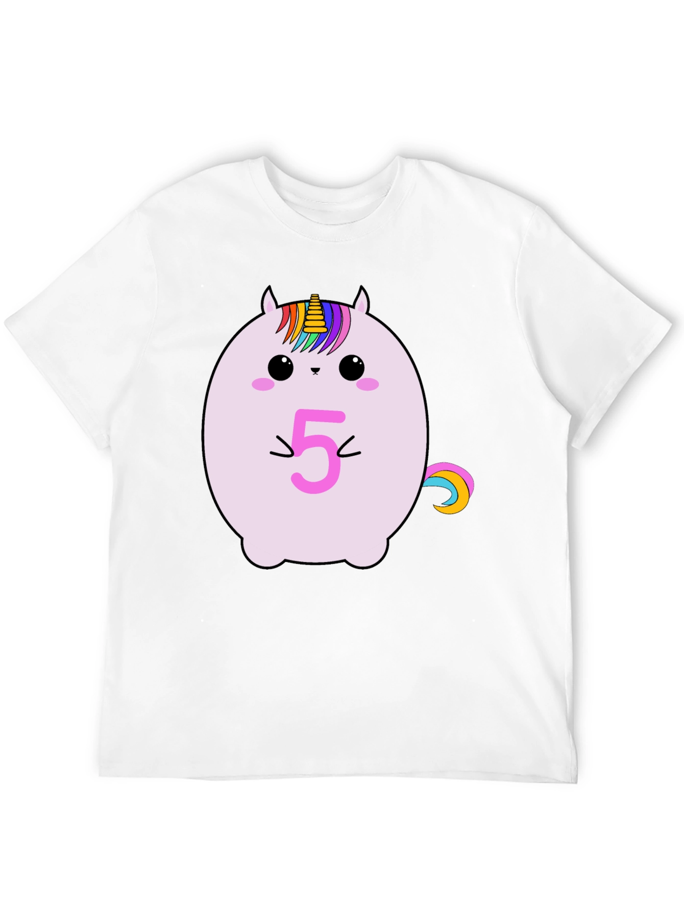 Unicorn Birthday Age 5 Black T-Shirt