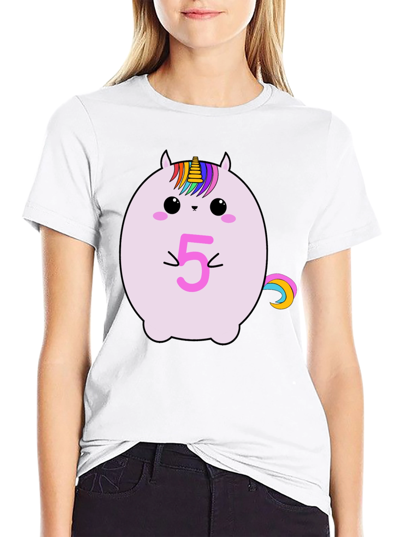 Unicorn Birthday Age 5 Black T-Shirt