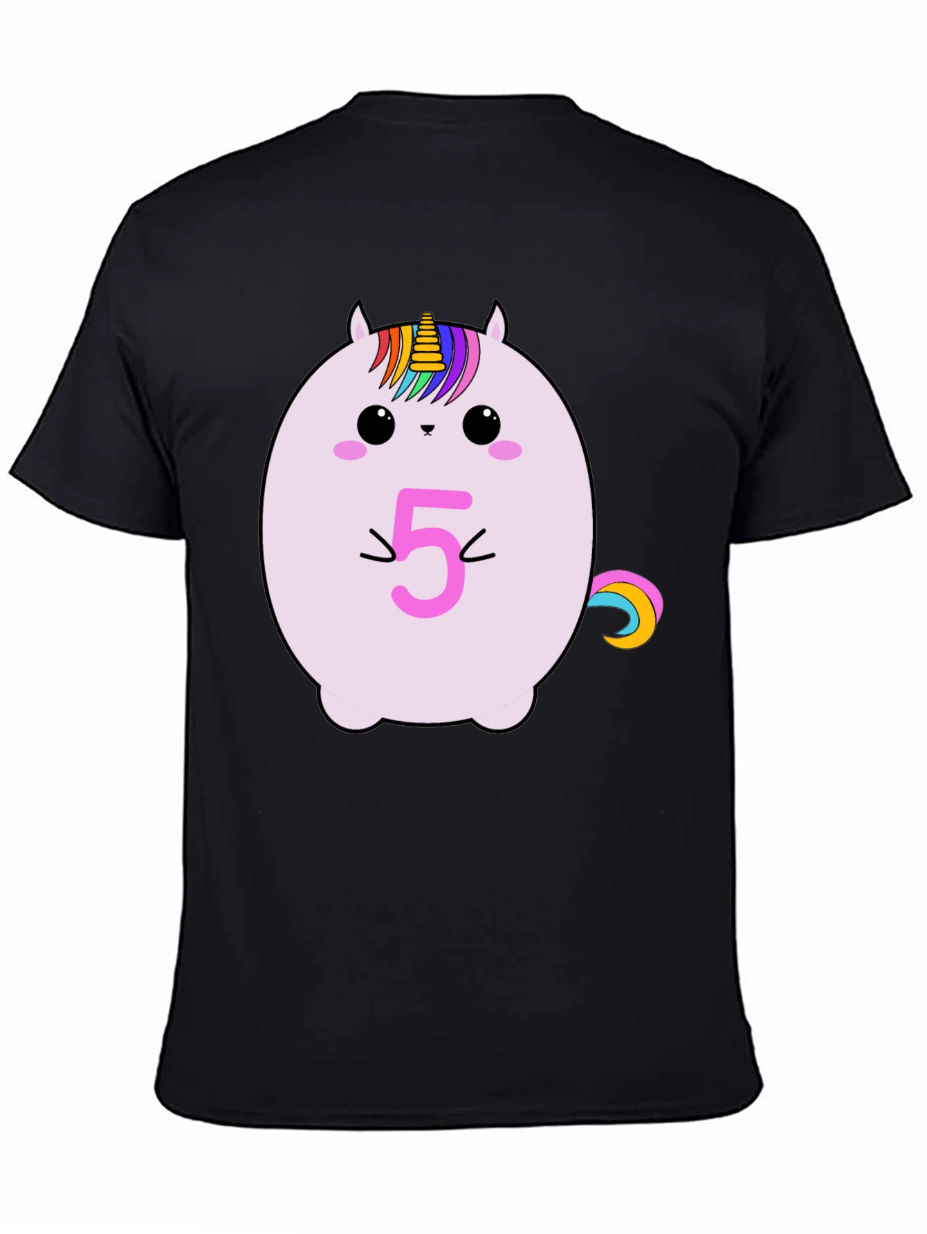Unicorn Birthday Age 5 Black T-Shirt