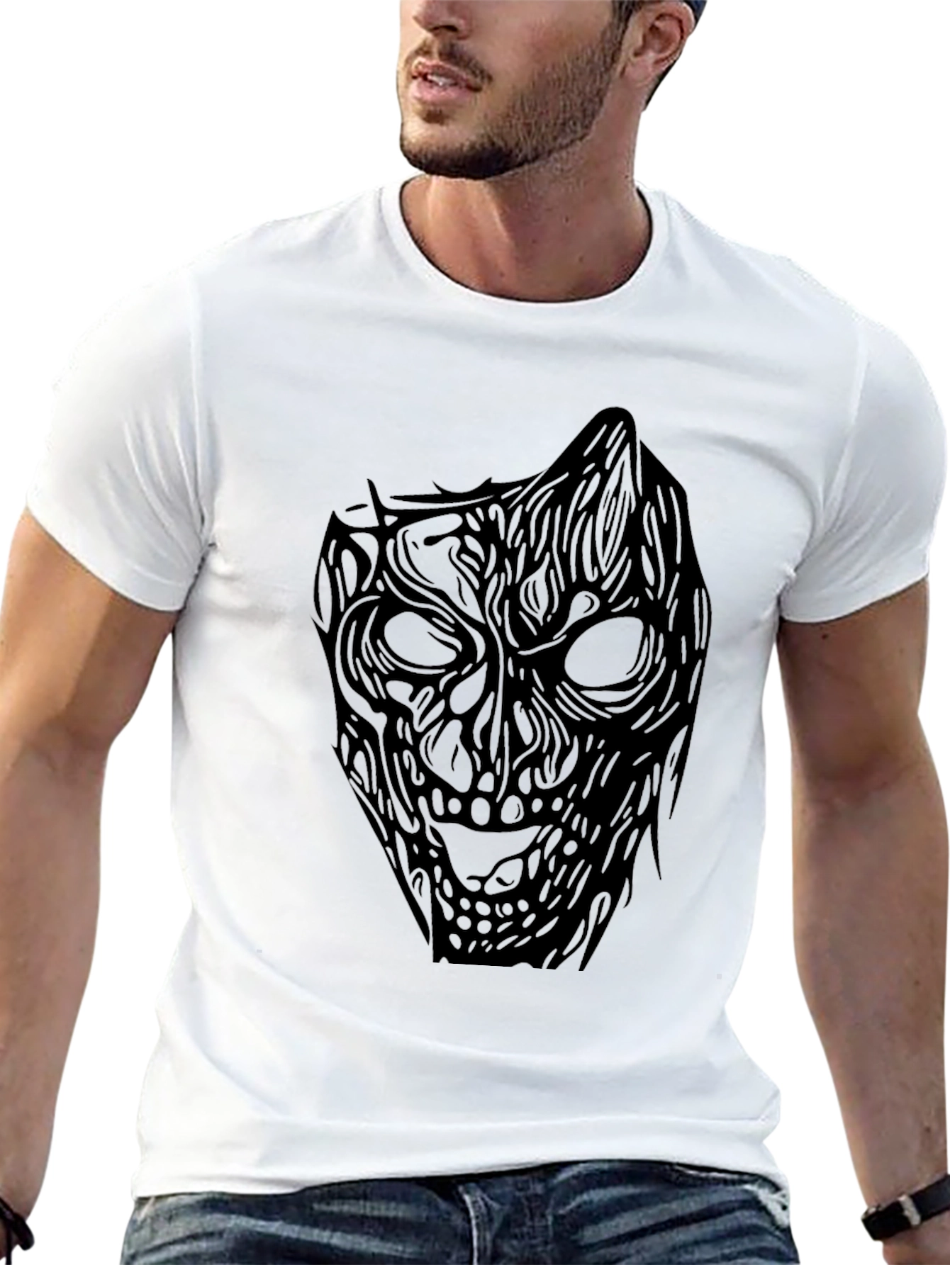 Black T-Shirt with Abstract Dark Art Graphic