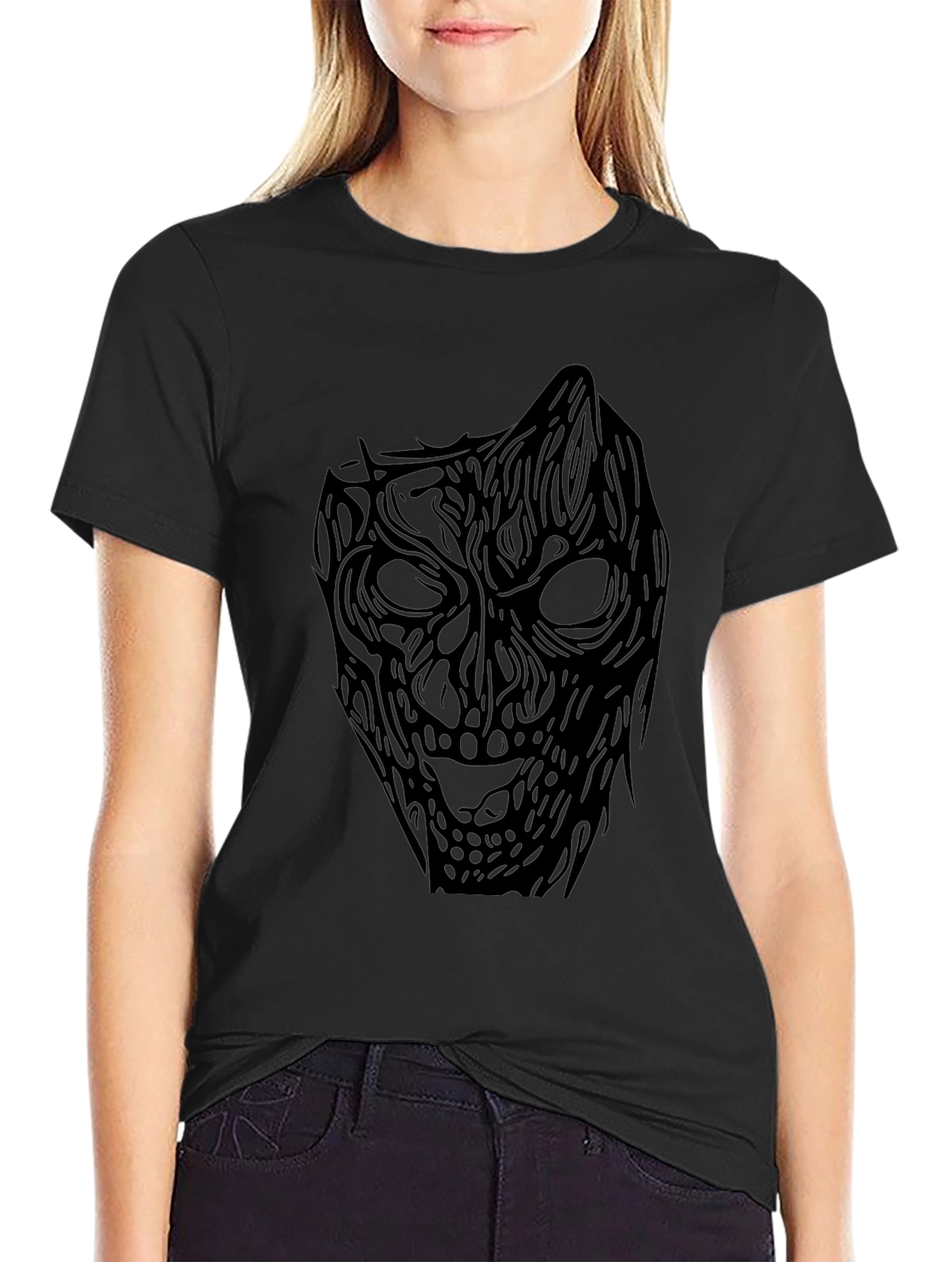 Black T-Shirt with Abstract Dark Art Graphic