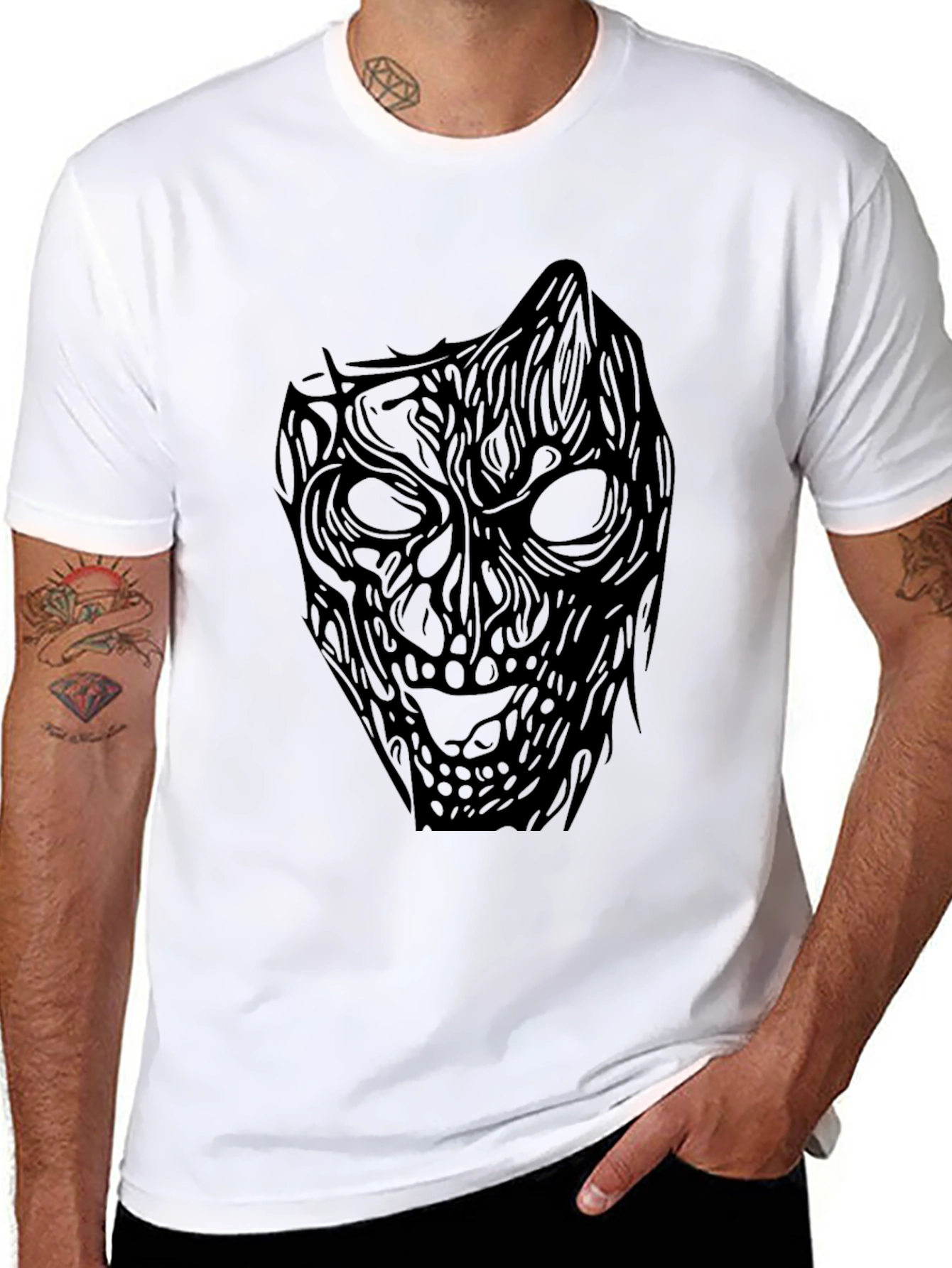 Black T-Shirt with Abstract Dark Art Graphic