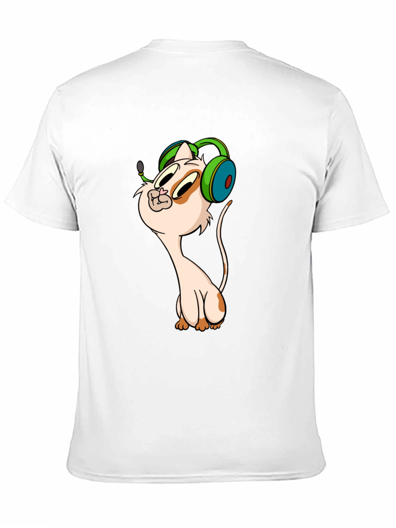 Cartoon Cat Gamer Graphic Tee - Black T-Shirt