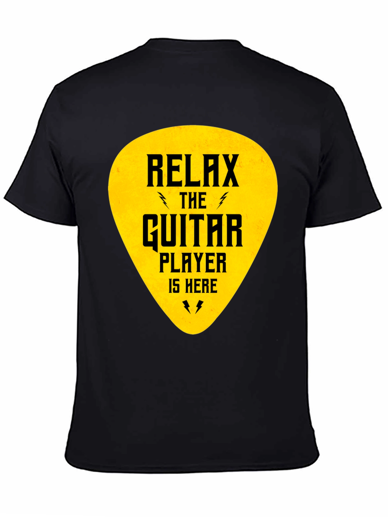 Relax Guitar Player T-Shirt - Black Crew Neck Tee