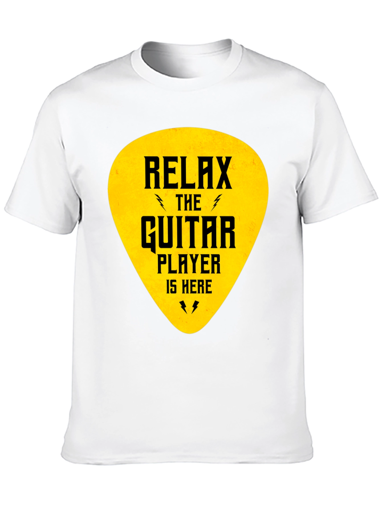Relax Guitar Player T-Shirt - Black Crew Neck Tee