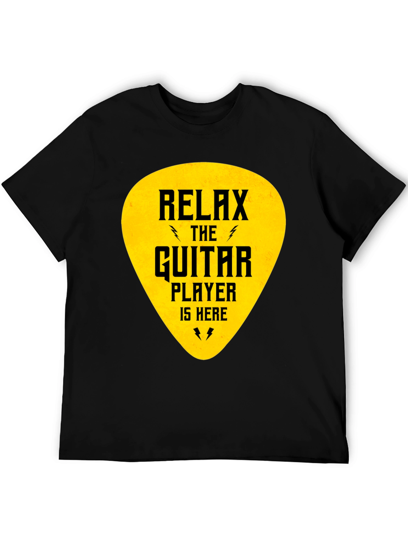 Relax Guitar Player T-Shirt - Black Crew Neck Tee