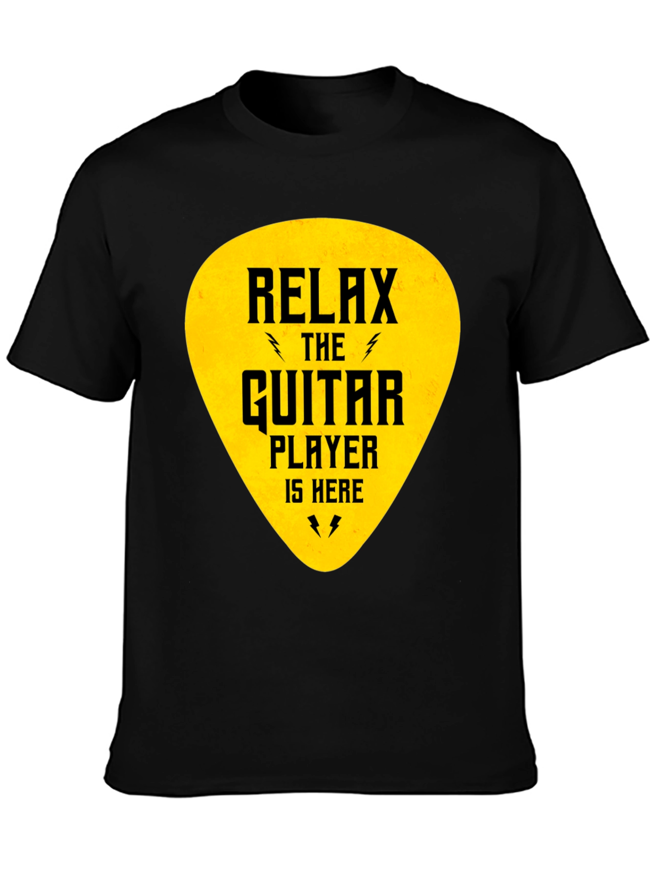 Relax Guitar Player T-Shirt - Black Crew Neck Tee