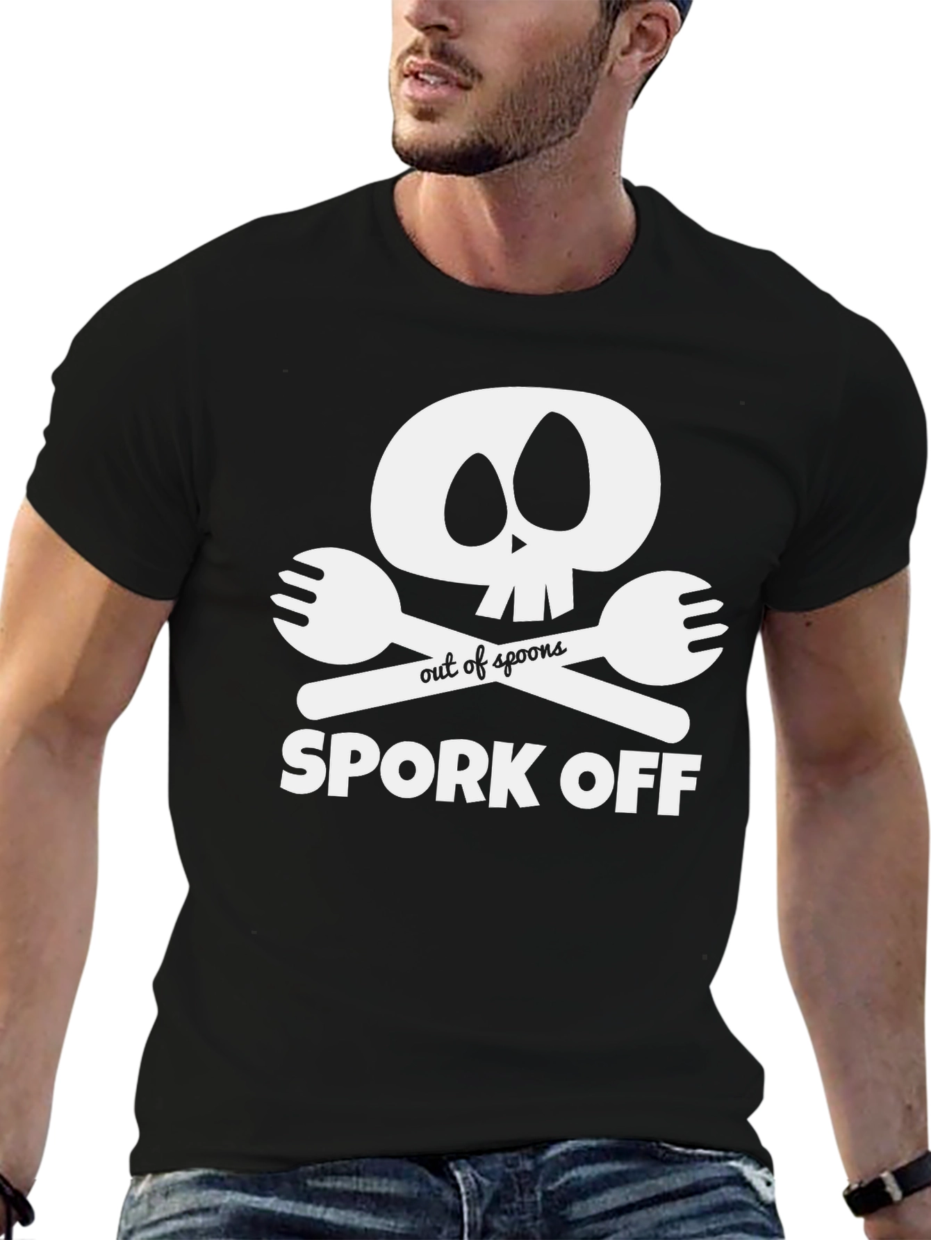 Spork Off T-Shirt - Skull & Cutlery Design