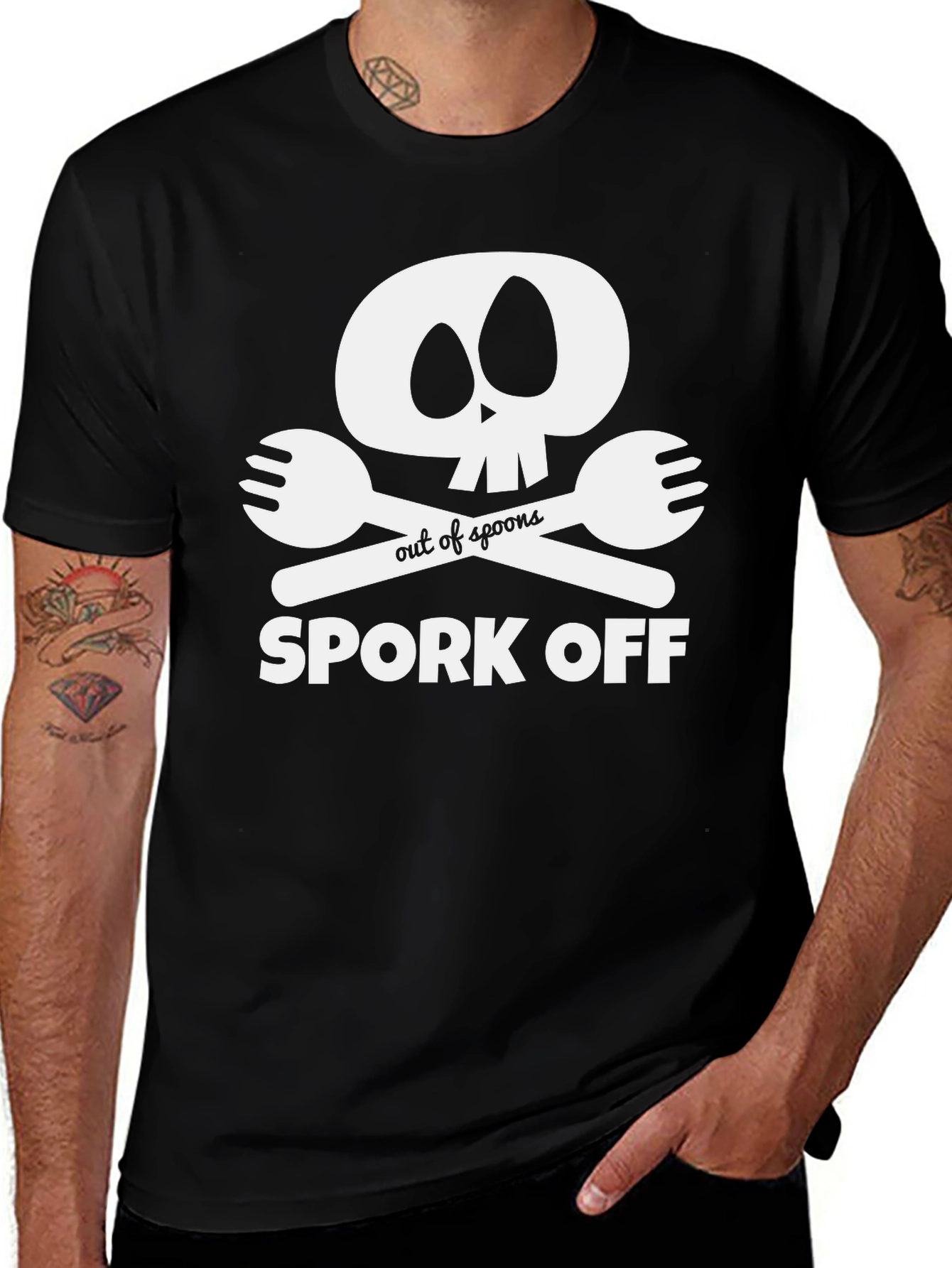 Spork Off T-Shirt - Skull & Cutlery Design