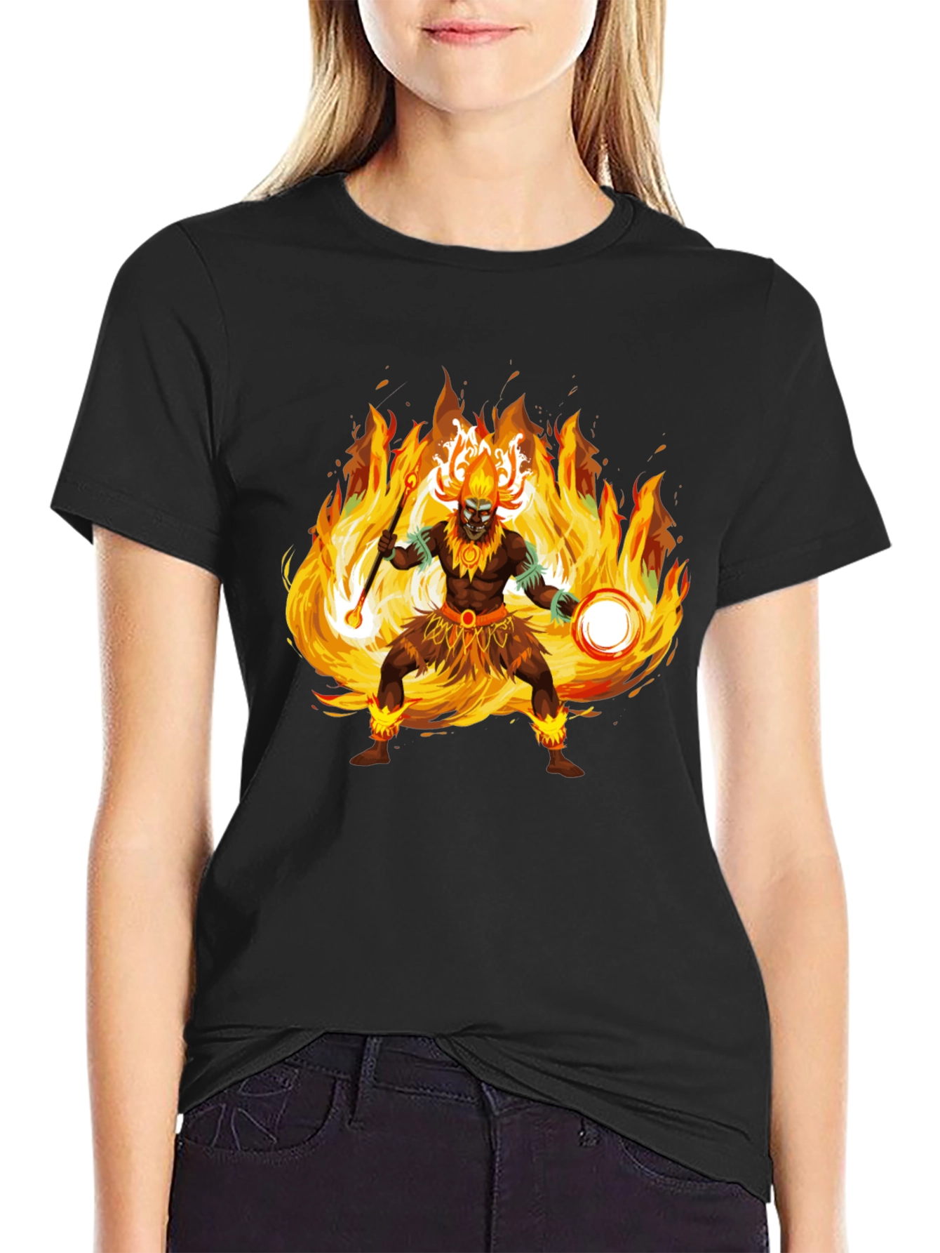 Fiery Shaman Graphic Tee - Bold Statement Shirt