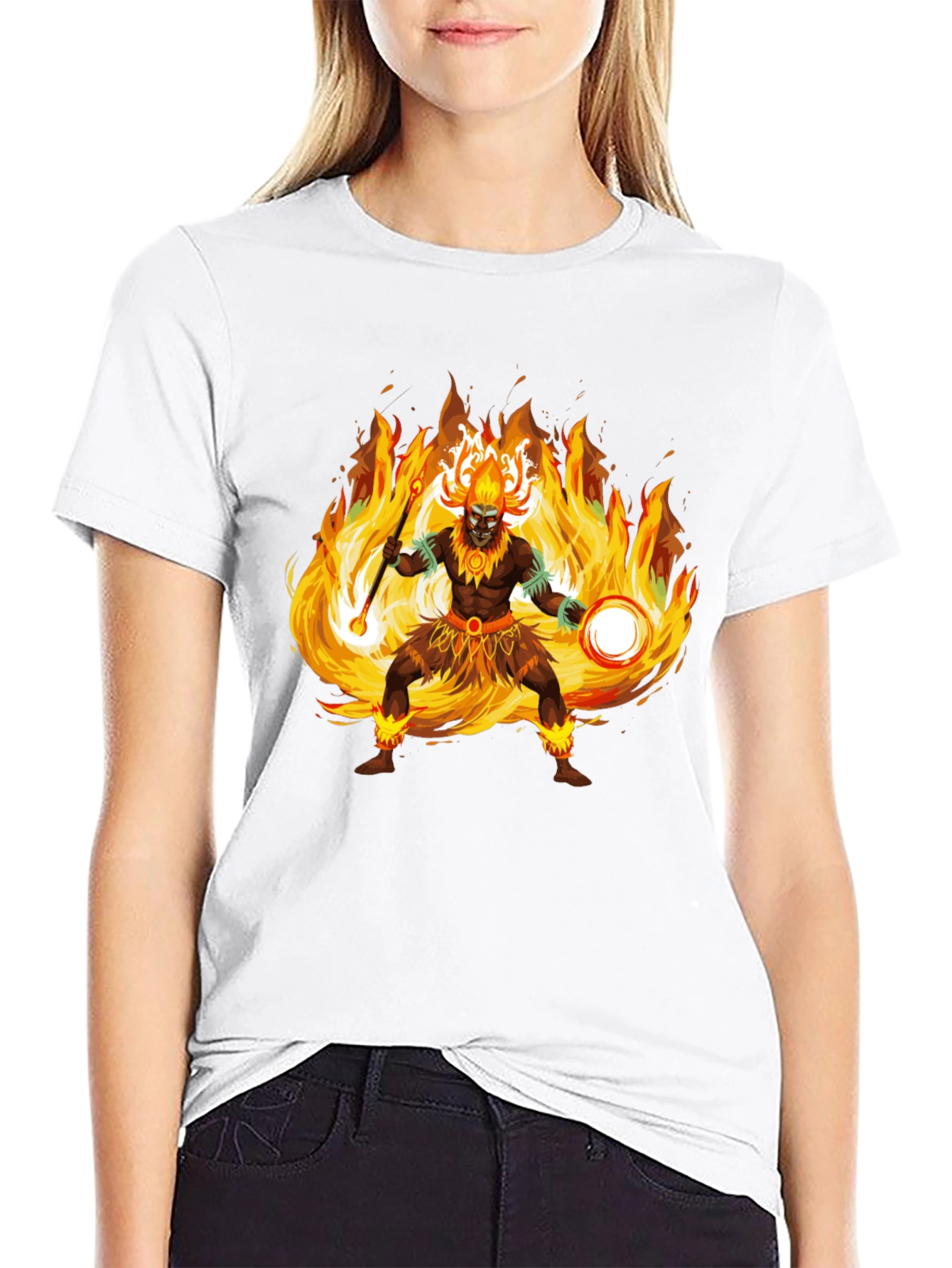Fiery Shaman Graphic Tee - Bold Statement Shirt