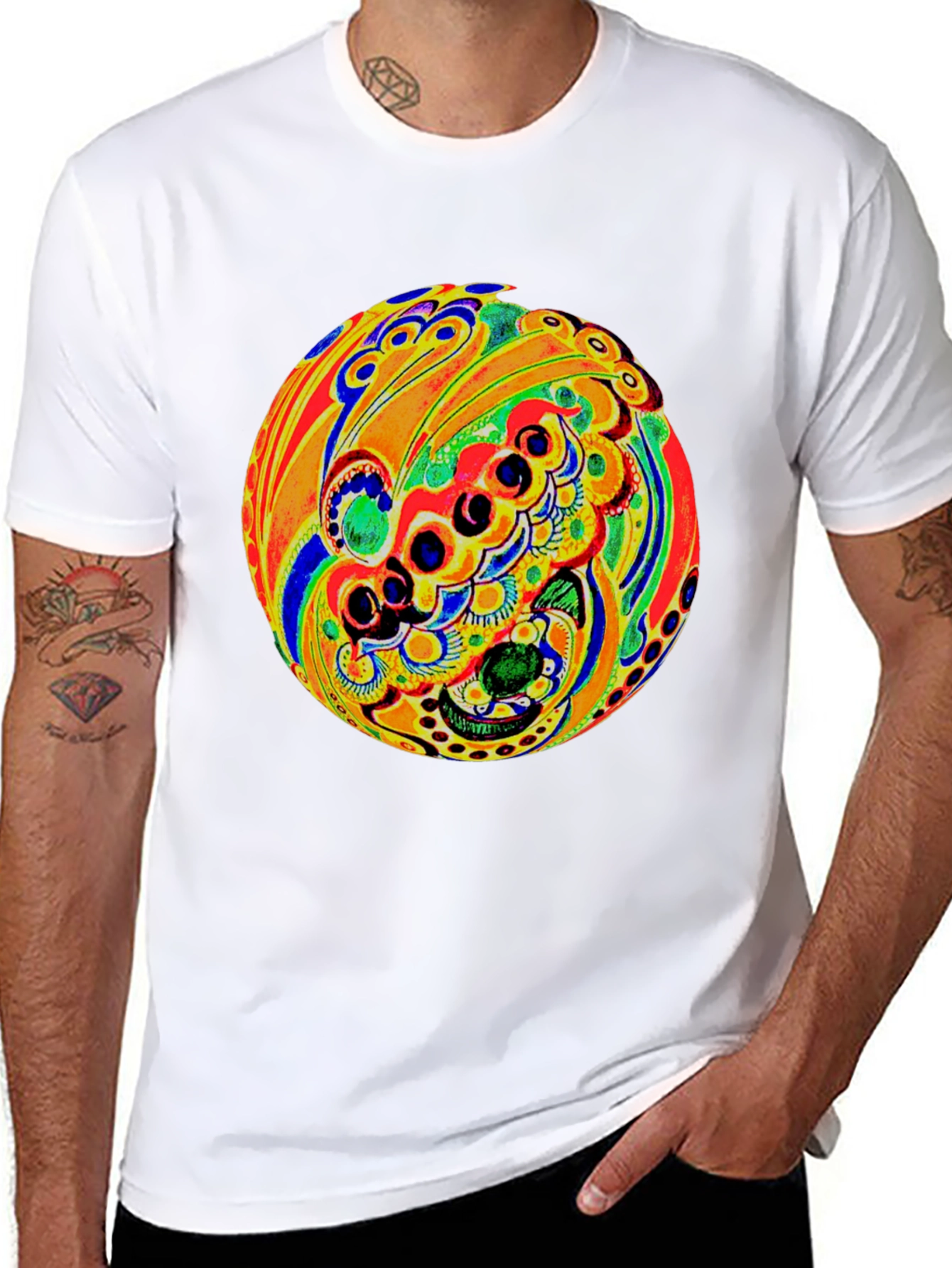 Psychedelic Circle Graphic Black T-Shirt