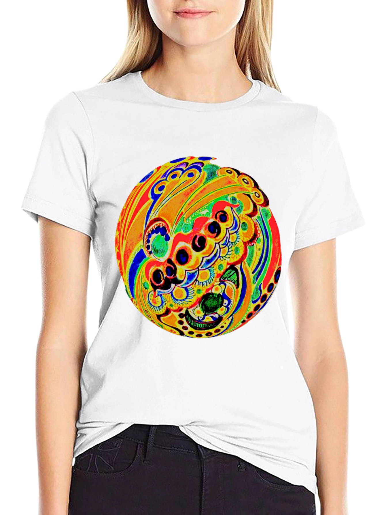 Psychedelic Circle Graphic Black T-Shirt